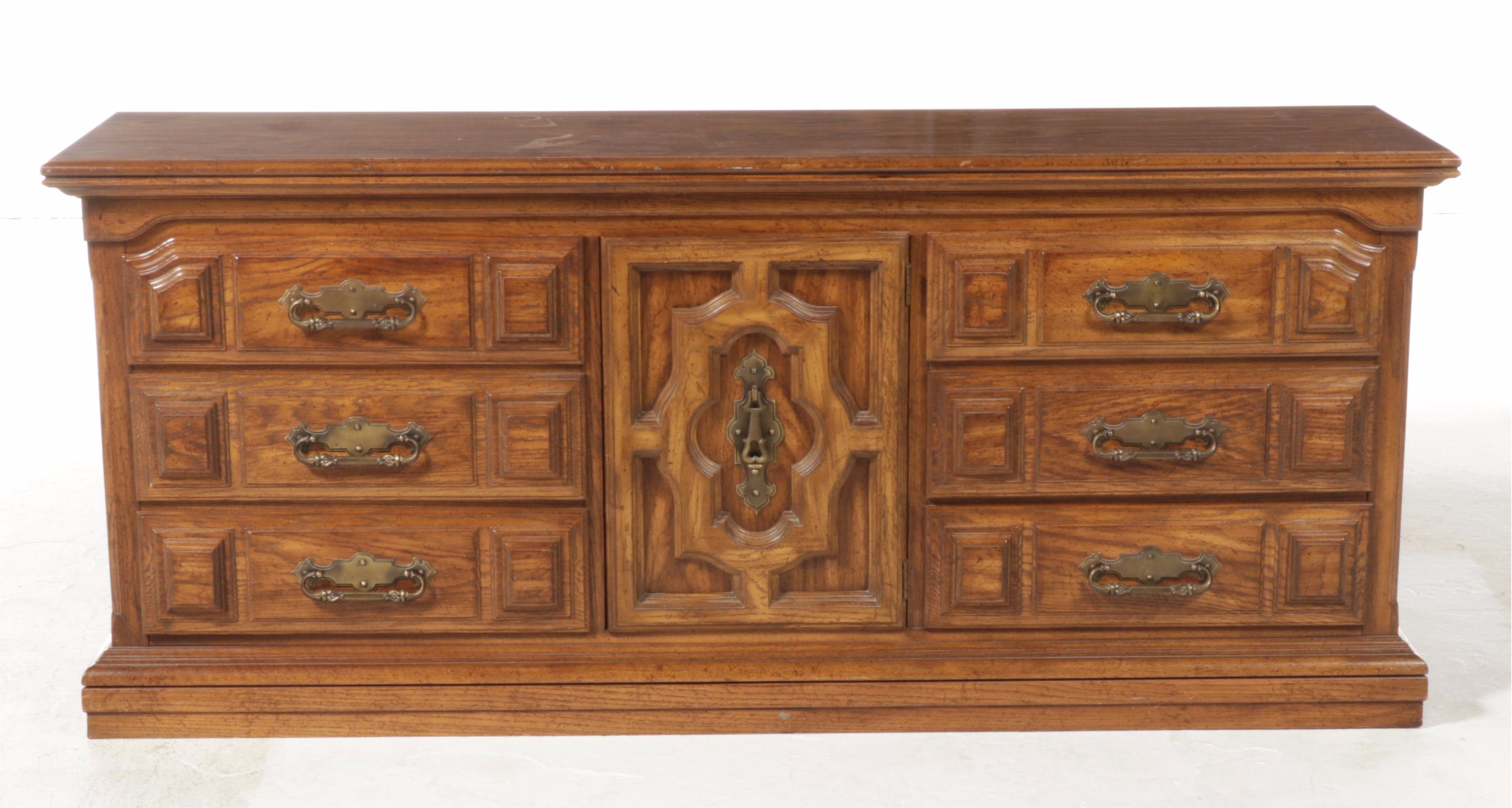 Burlington House Mediterranean Style Pecan Dresser, 1970s