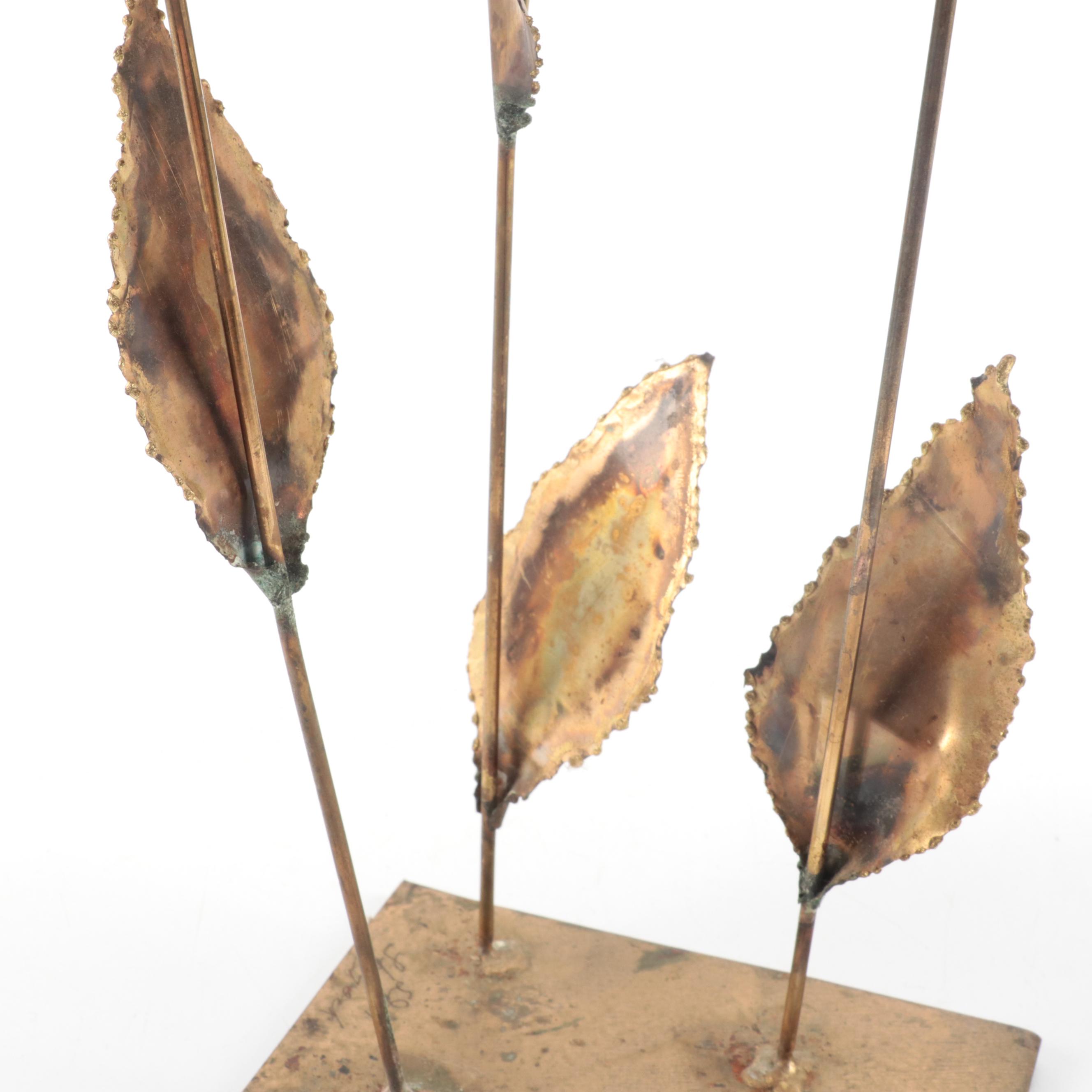 Don Shryock Modern Torch-Cut Brass Flower Sculpture