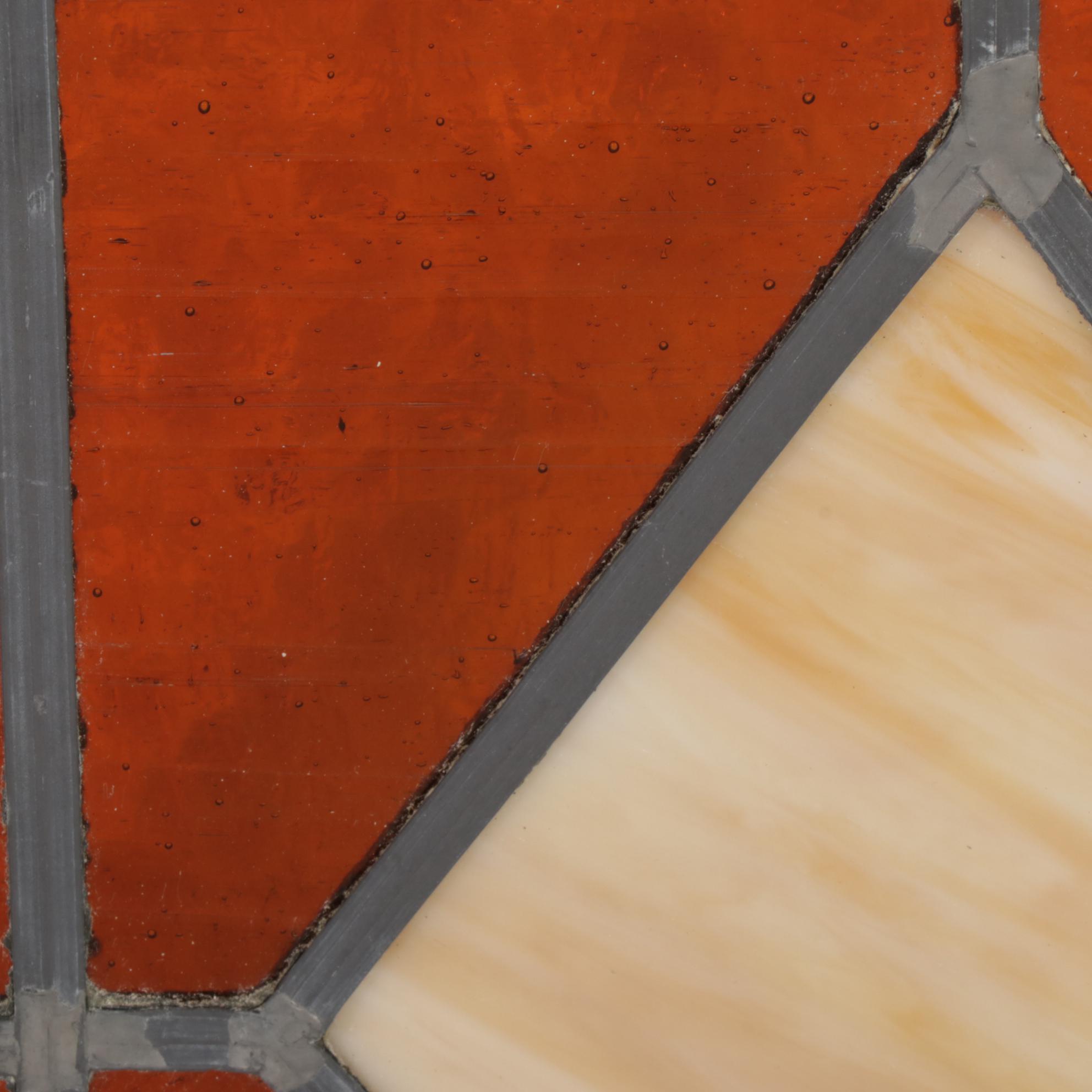 Stained and Slag Glass Leaded Panel Featuring Gothic Letter "G"