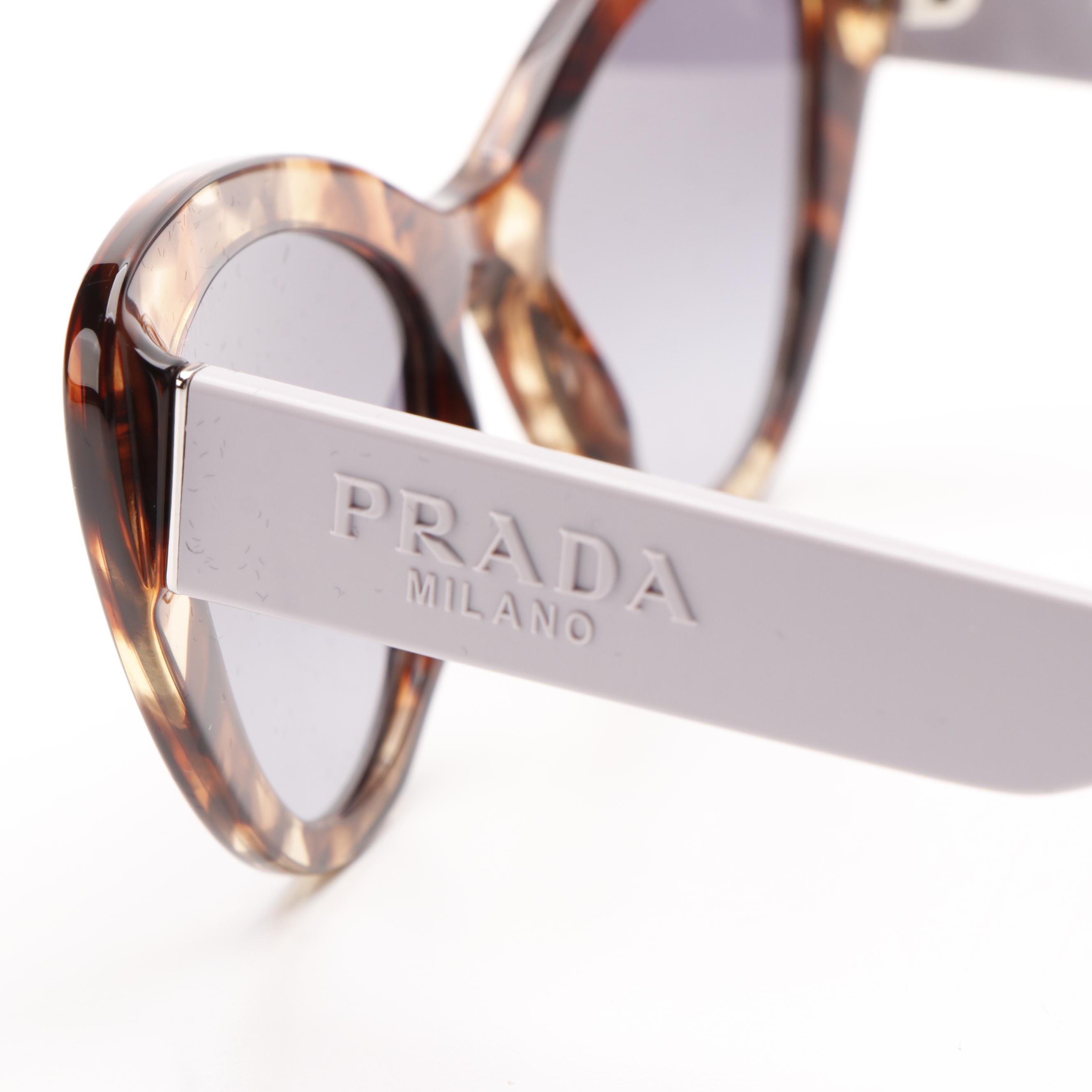 Prada PR13YS Cat-Eye Havana Light Violet and Blue Gradient Sunglasses With Case