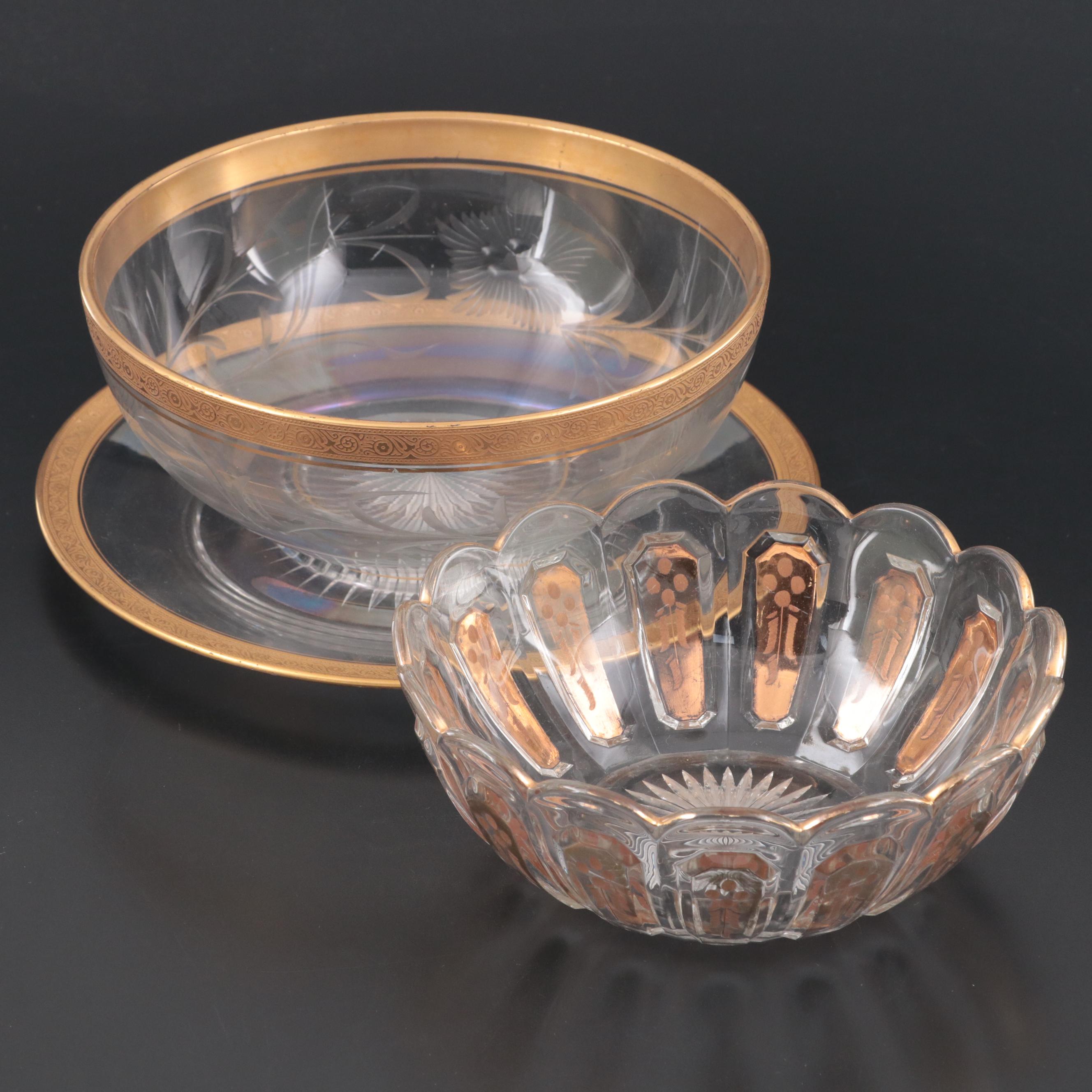 Heisey Gilt Encrusted Glass Servingware Collection