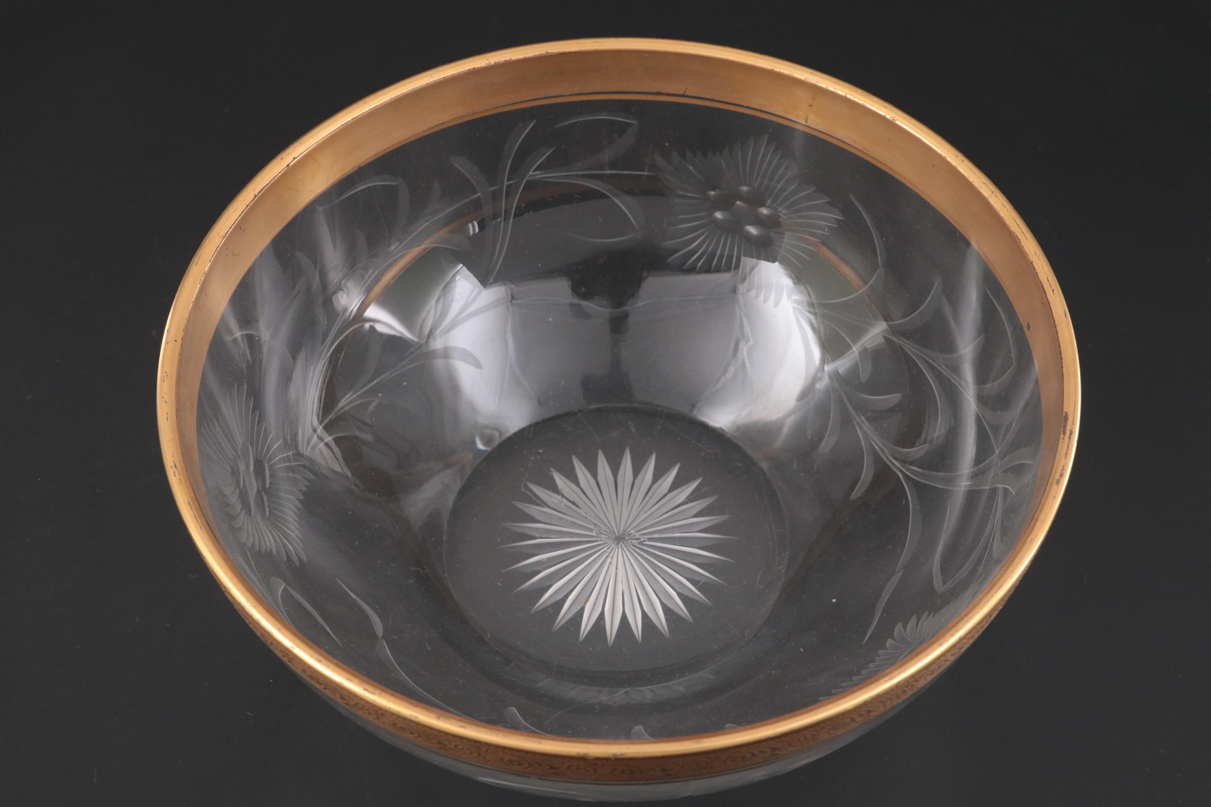 Heisey Gilt Encrusted Glass Servingware Collection