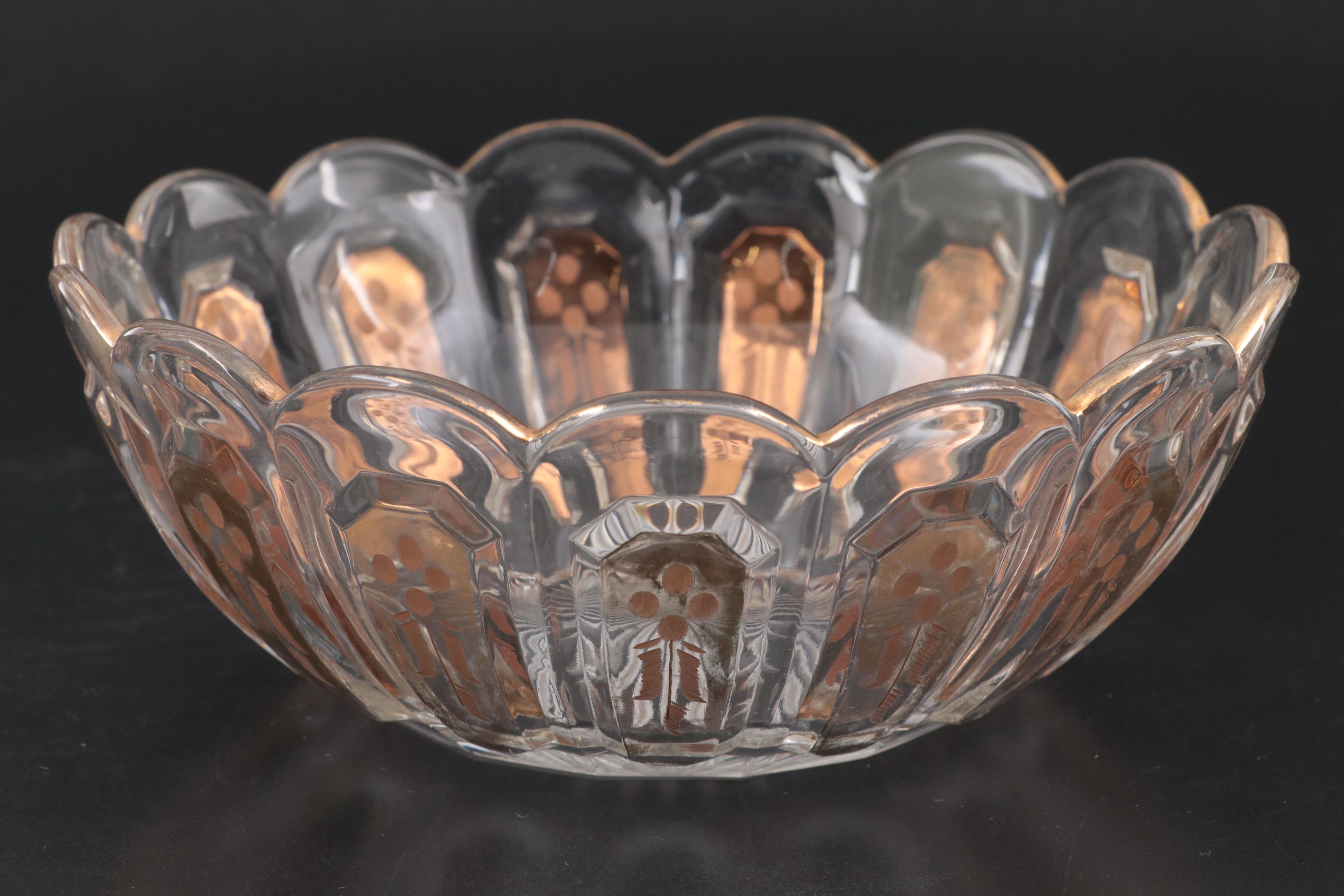 Heisey Gilt Encrusted Glass Servingware Collection