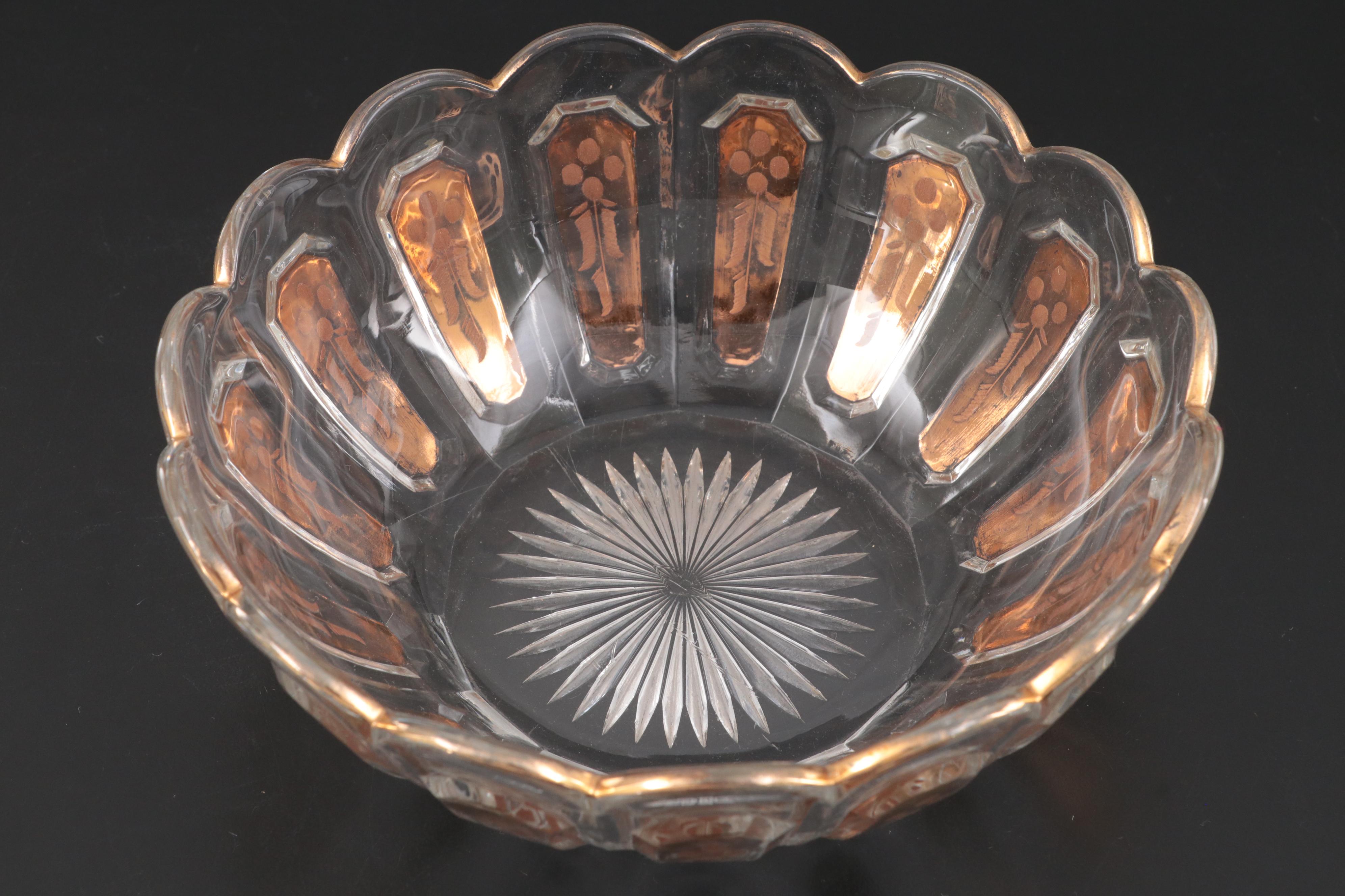Heisey Gilt Encrusted Glass Servingware Collection