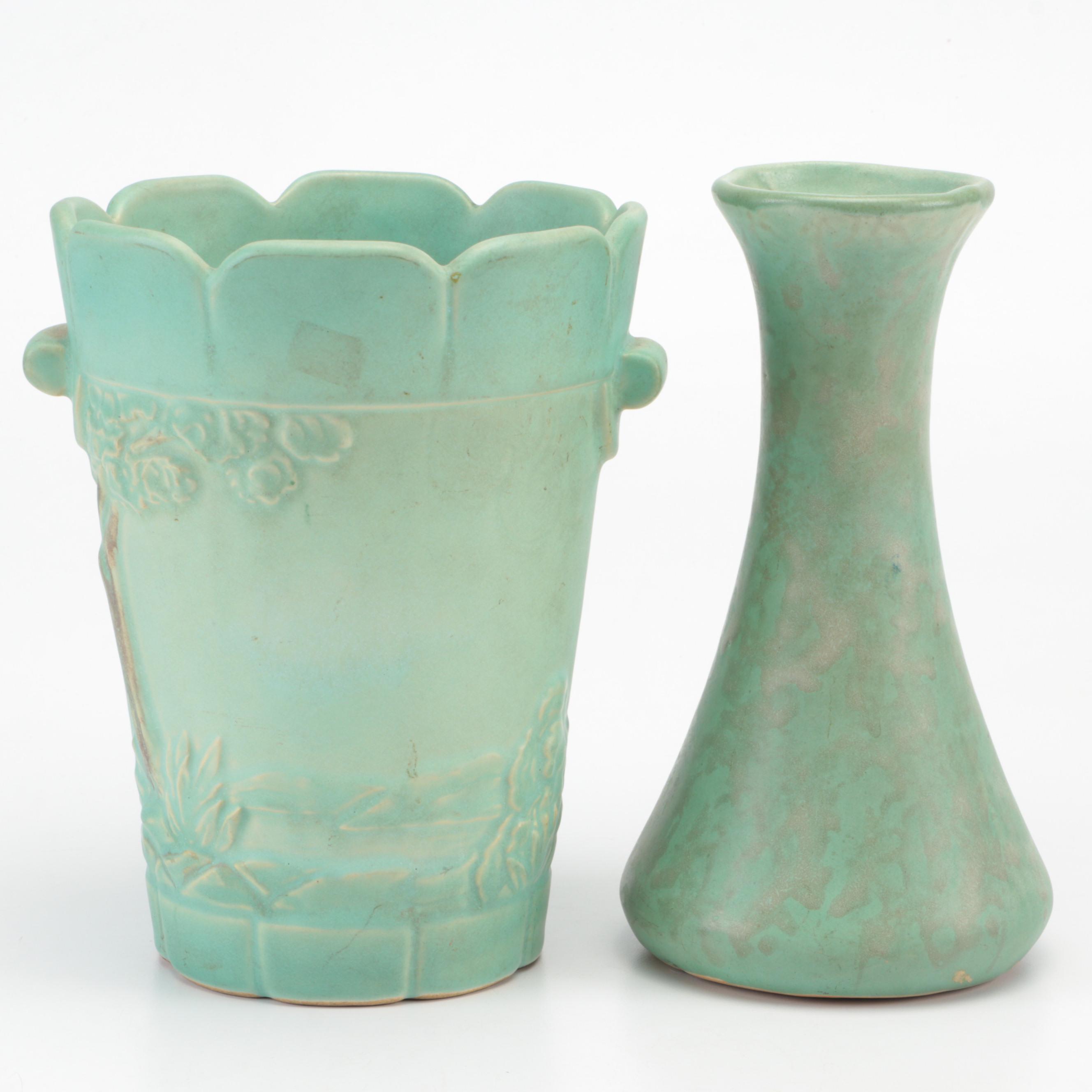 Weller Pottery Vases and Roseville Ewer