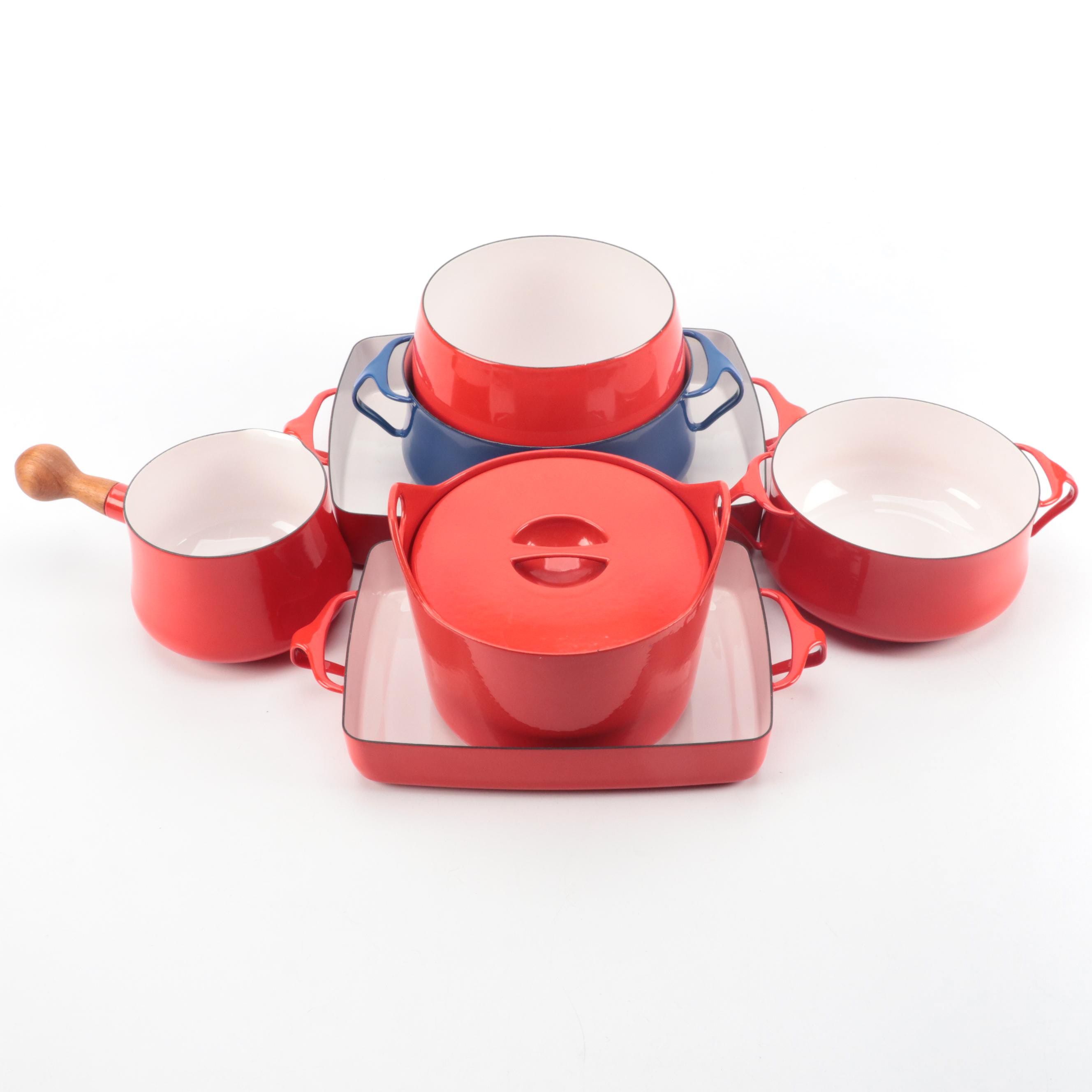 Dansk Mid Century Modern Style Kobenstyle and Other Cast Iron Enamel Cookware