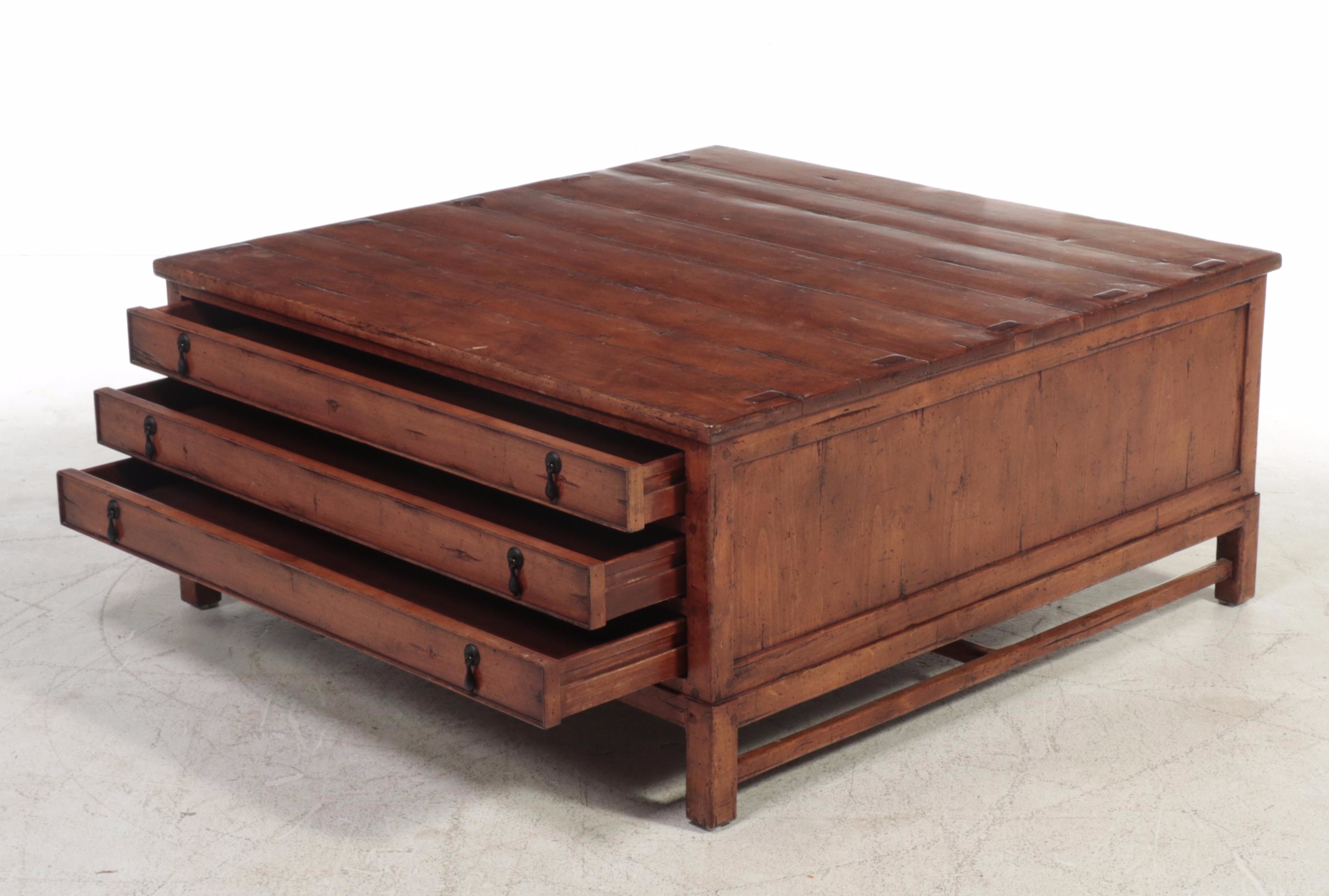 Guy Chaddock & Co. "The Clarence Collection" Six-Drawer Map Chest Coffee Table