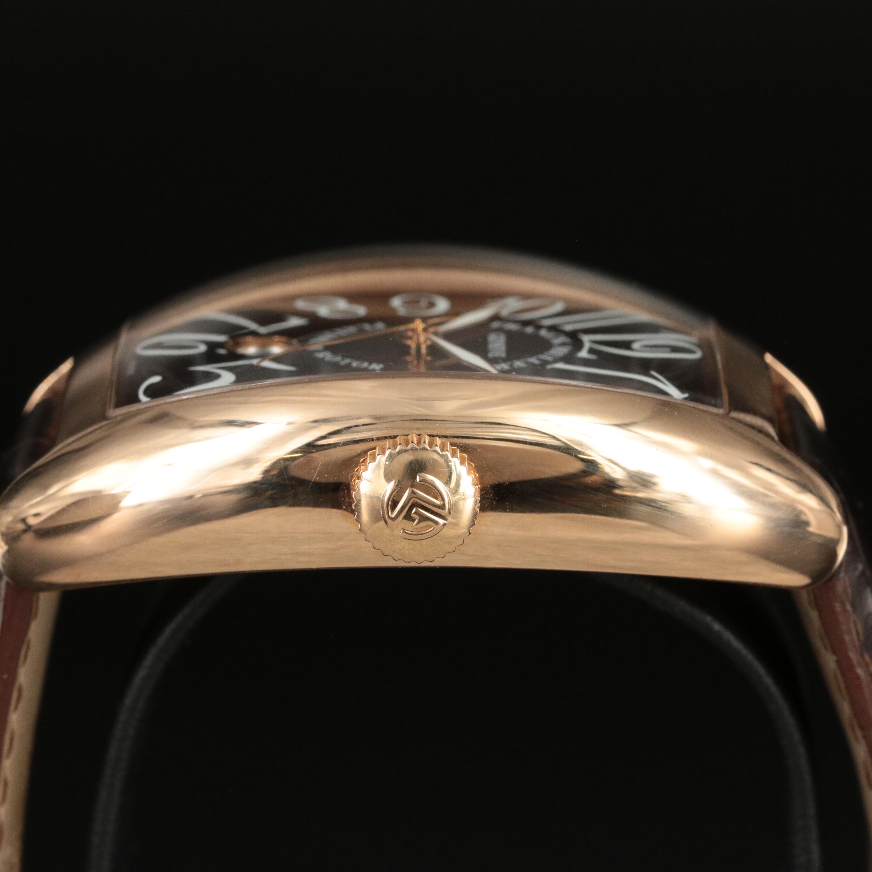 18K Rose Gold Franck Muller Cintrée Curvex Brown Dial Watch