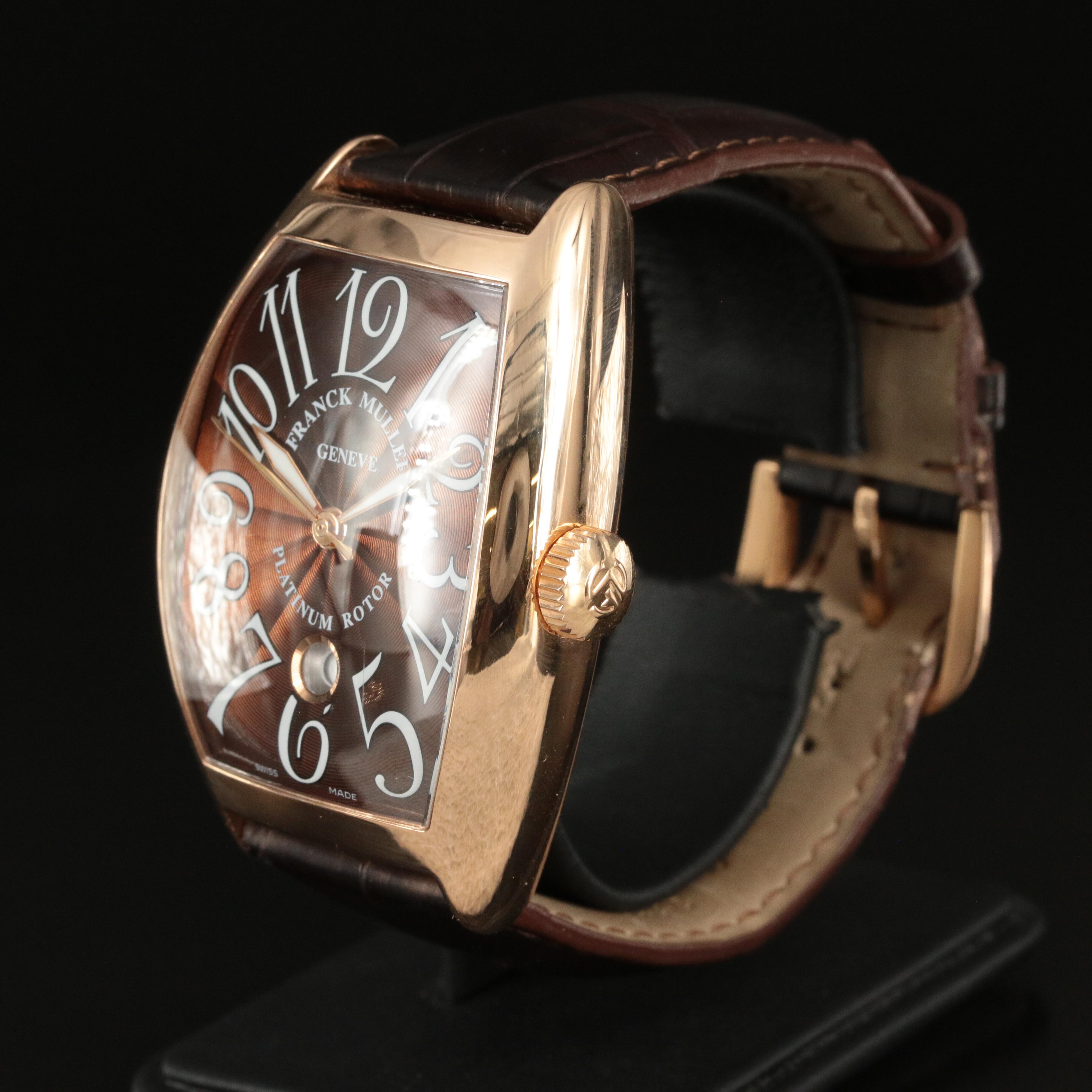 18K Rose Gold Franck Muller Cintrée Curvex Brown Dial Watch