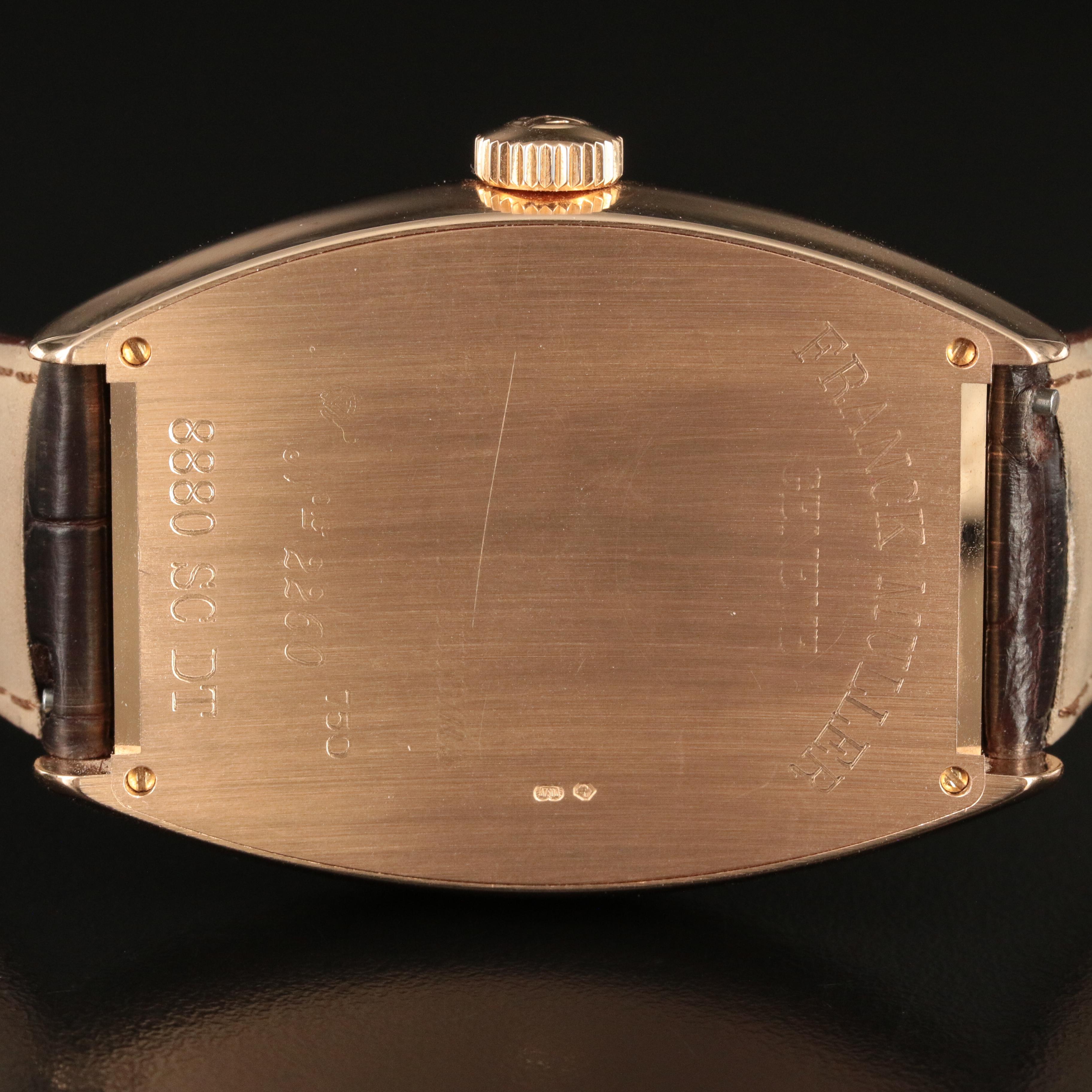 18K Rose Gold Franck Muller Cintrée Curvex Brown Dial Watch