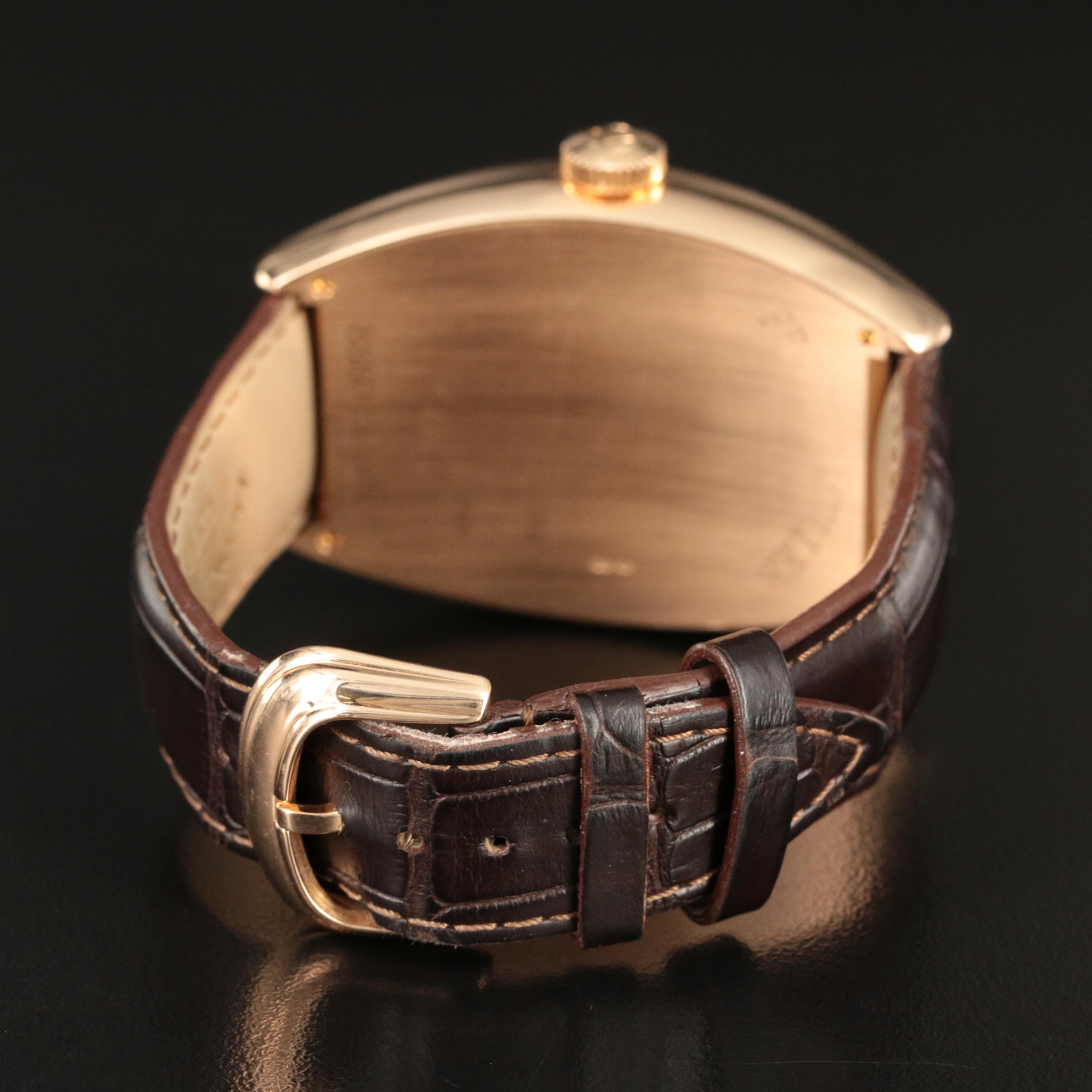 18K Rose Gold Franck Muller Cintrée Curvex Brown Dial Watch