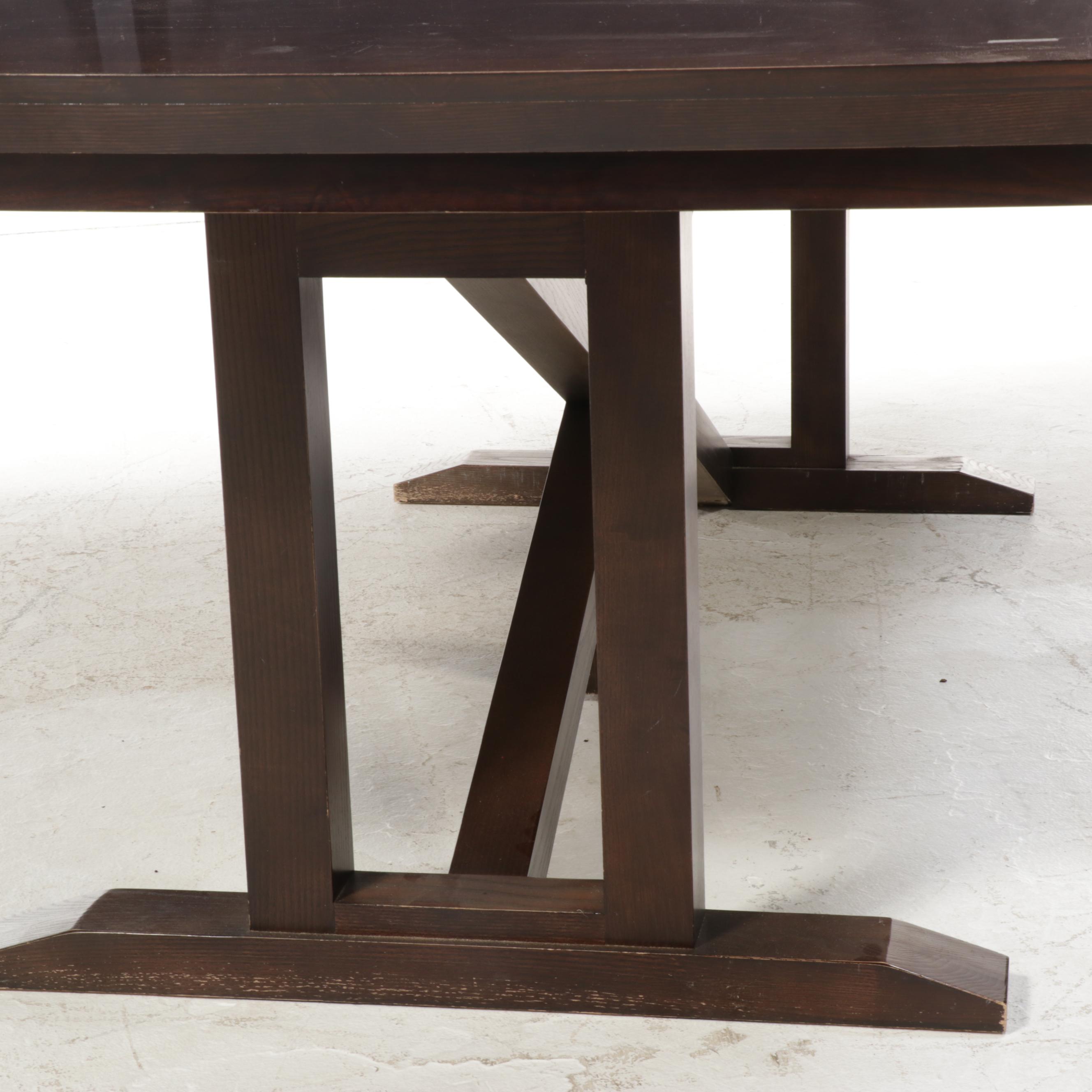 Contemporary Hardwood XBase Trestle Dining Table EBTH