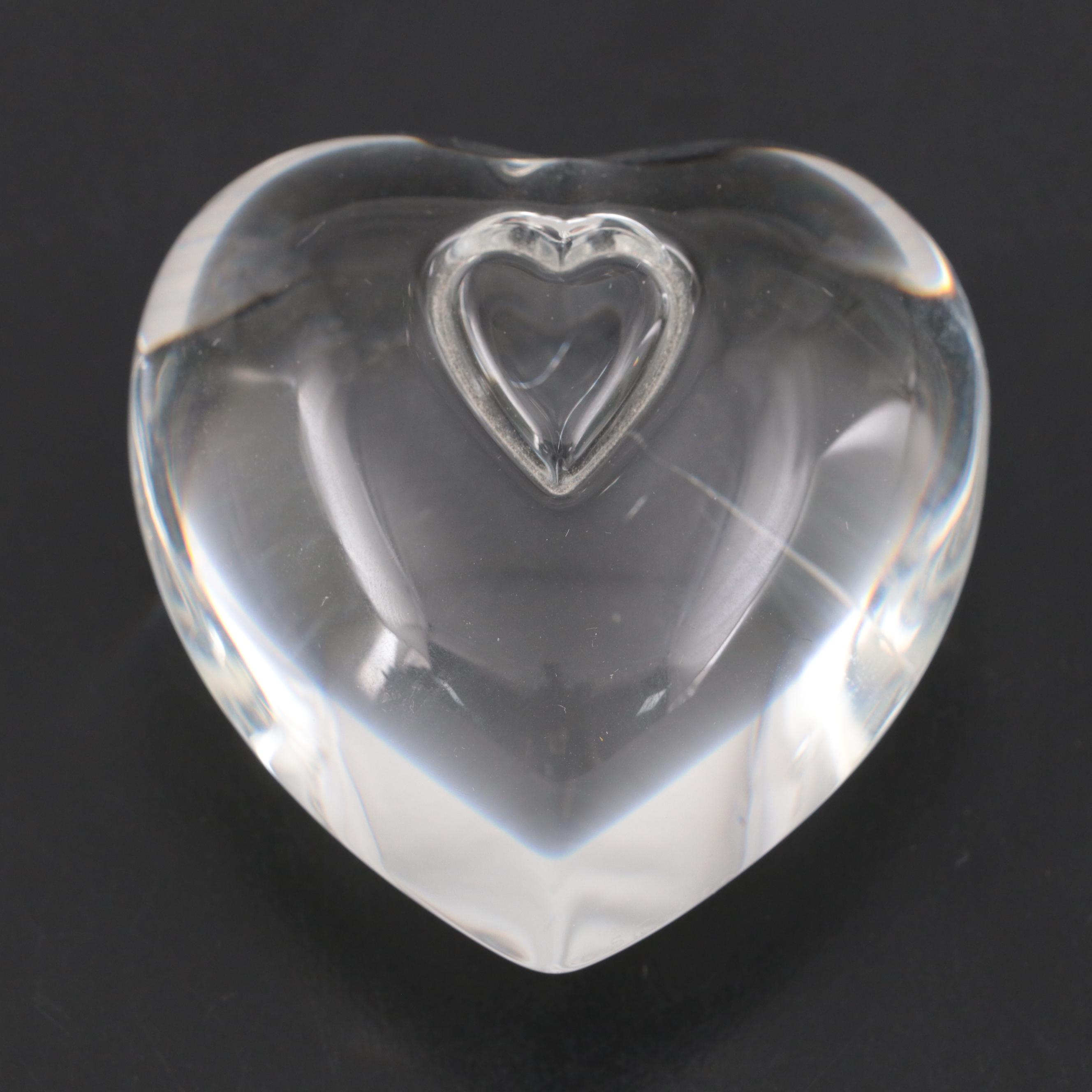 Steuben Art Glass Heart Paperweight