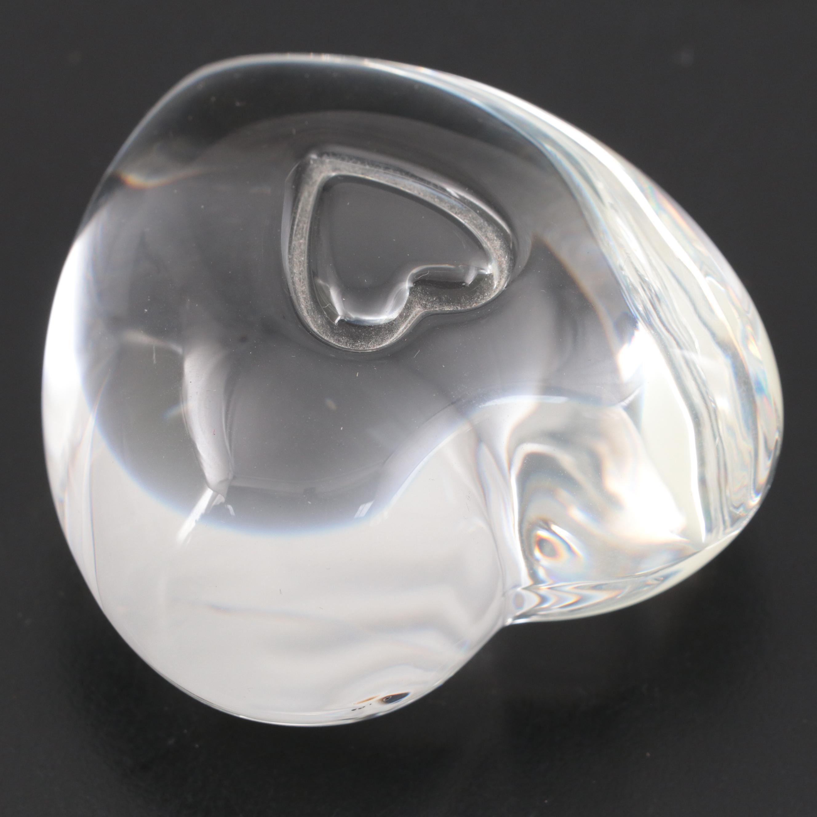 Steuben Art Glass Heart Paperweight