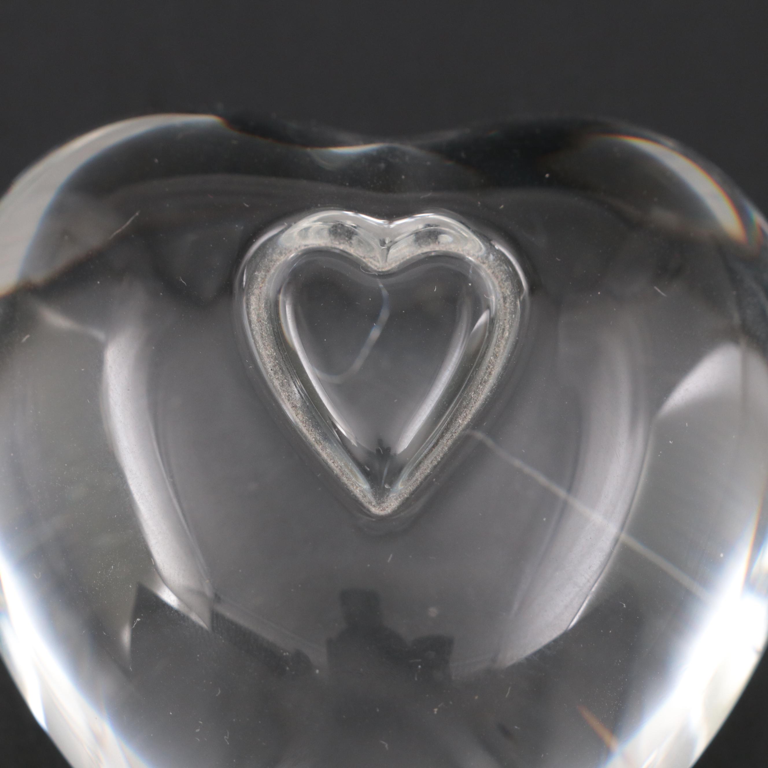 Steuben Art Glass Heart Paperweight