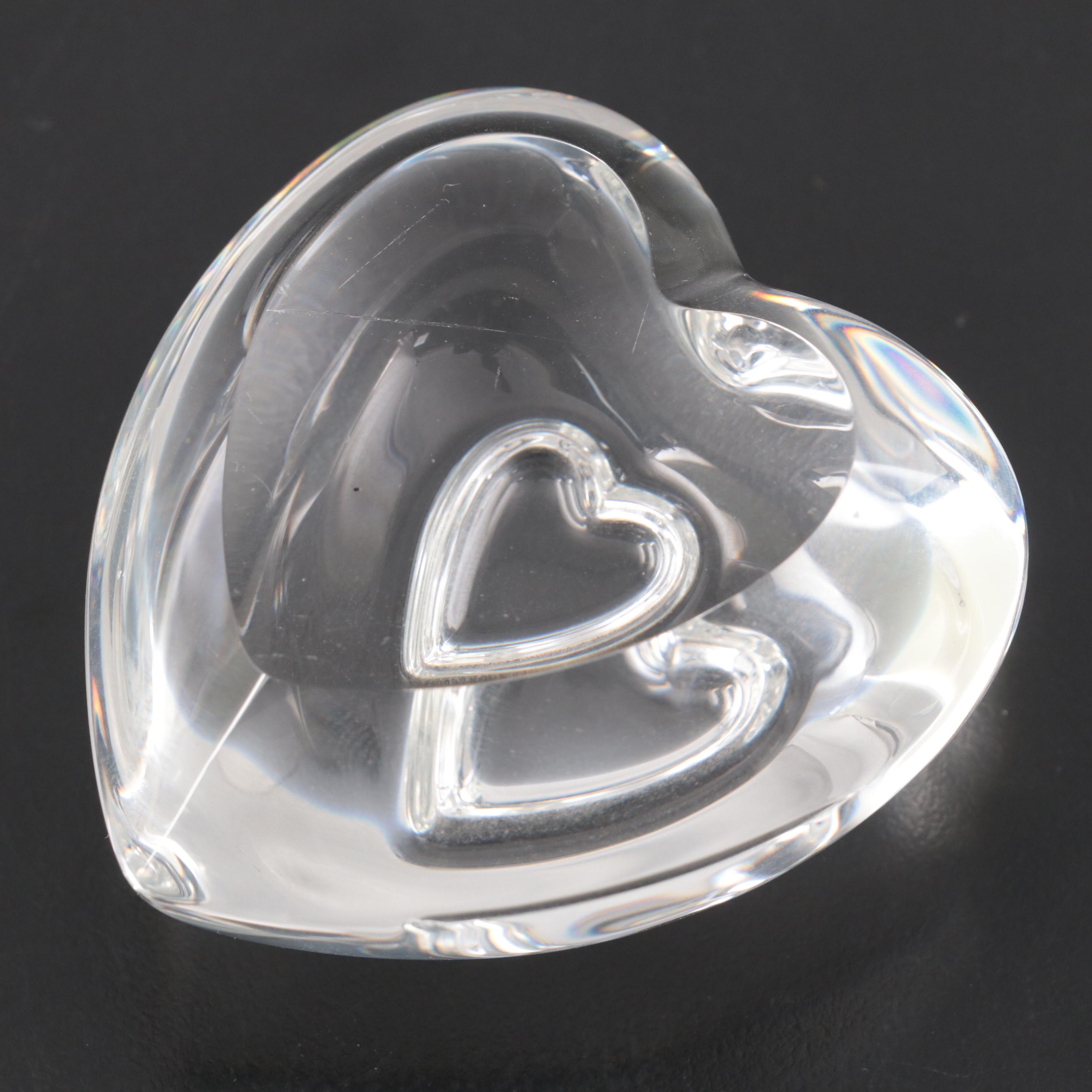 Steuben Art Glass Heart Paperweight