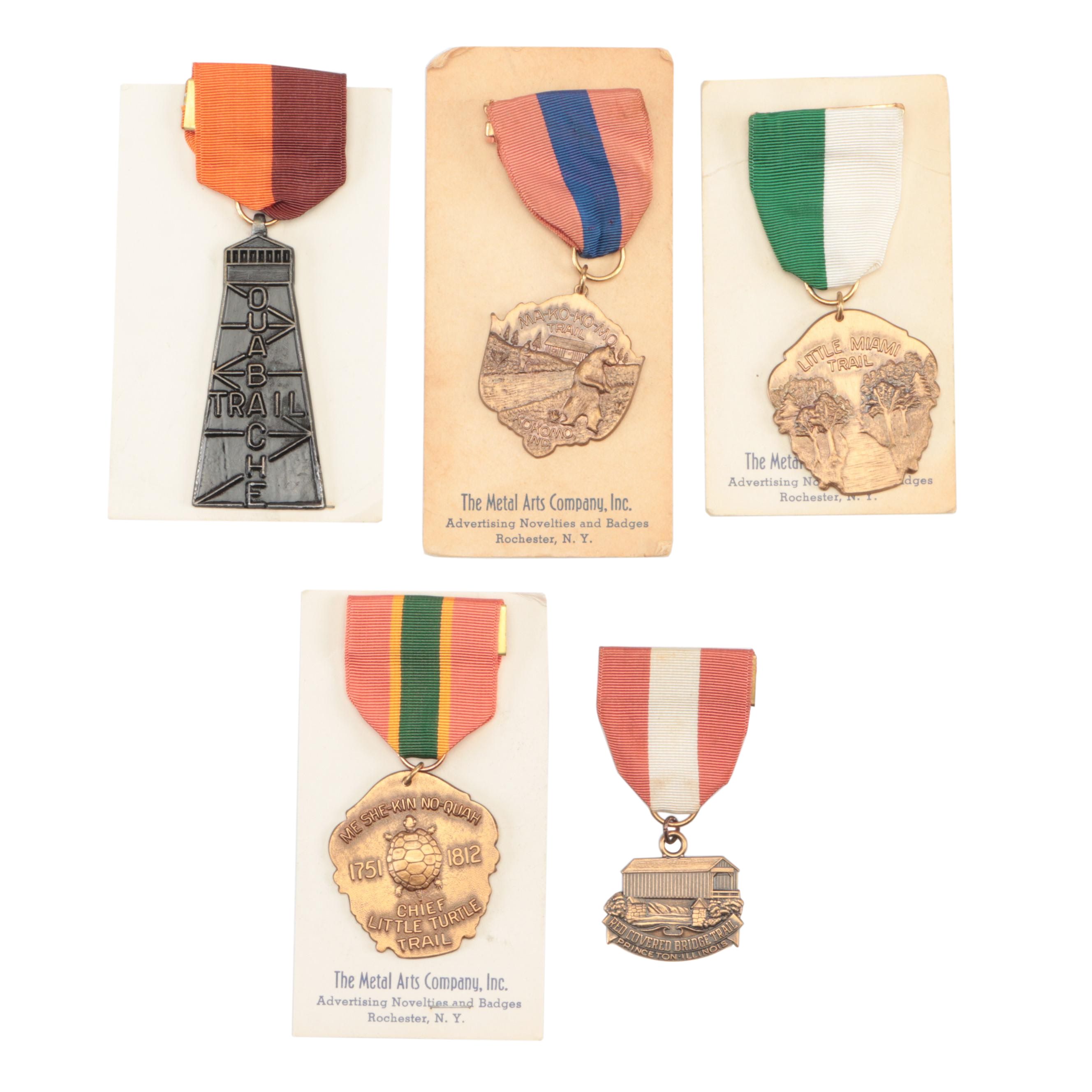 Metal Arts Co. and Other Boy Scout Trail Medals, Mid-20th Century