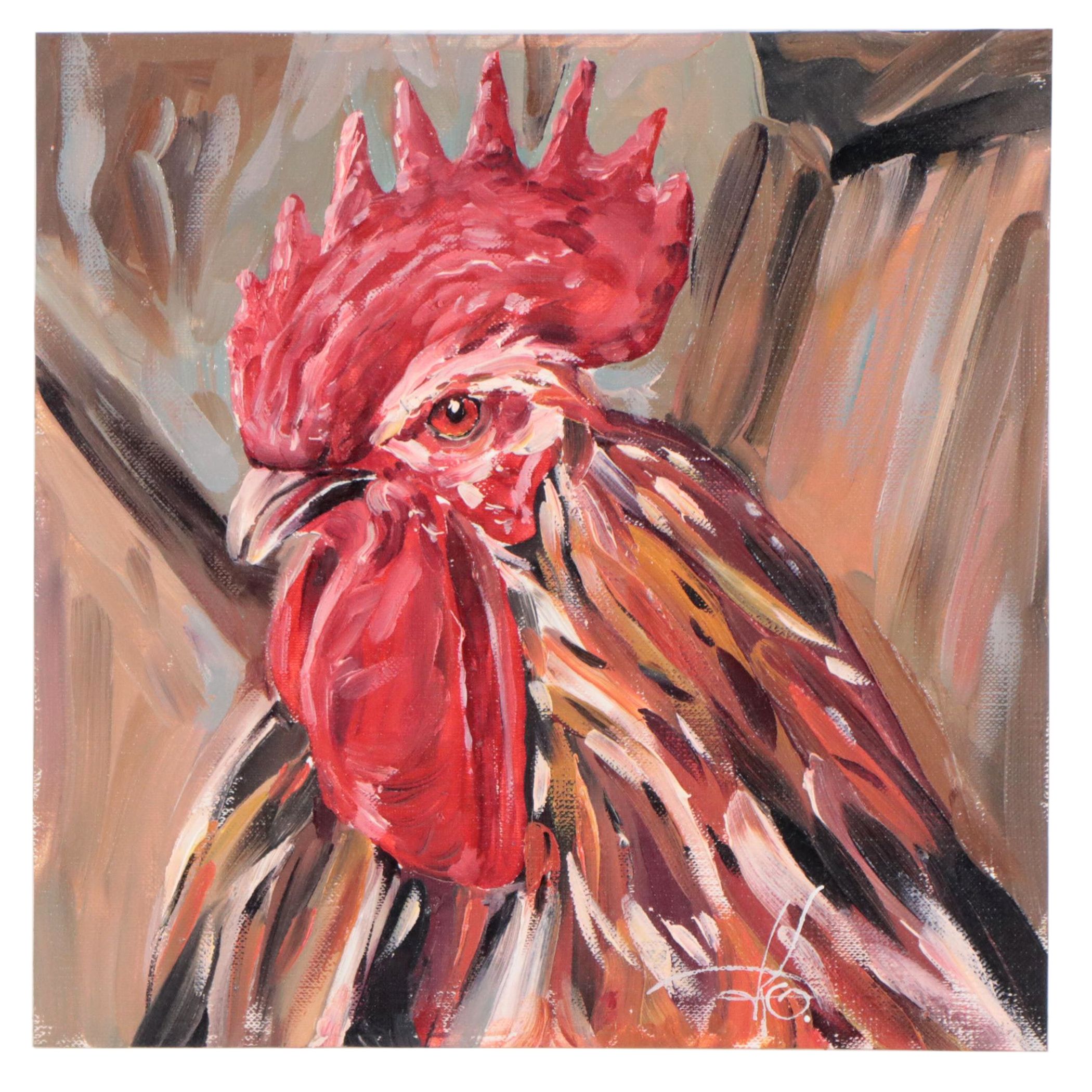 Kravchenko Olga Oil Painting of Rooster, 2023