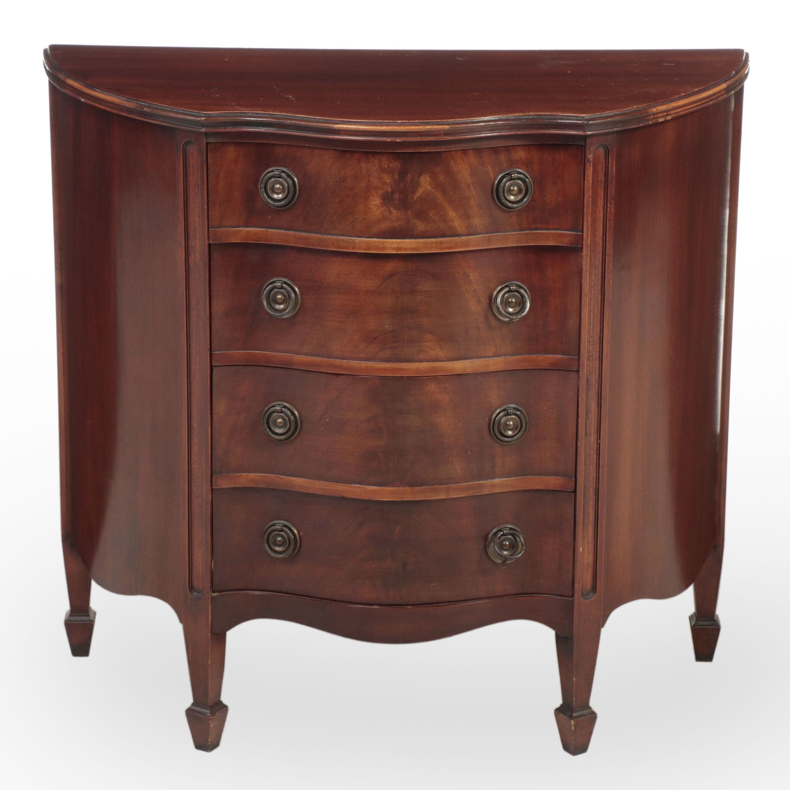 Sheraton Style Mahogany Serpentine Four-Drawer Commode