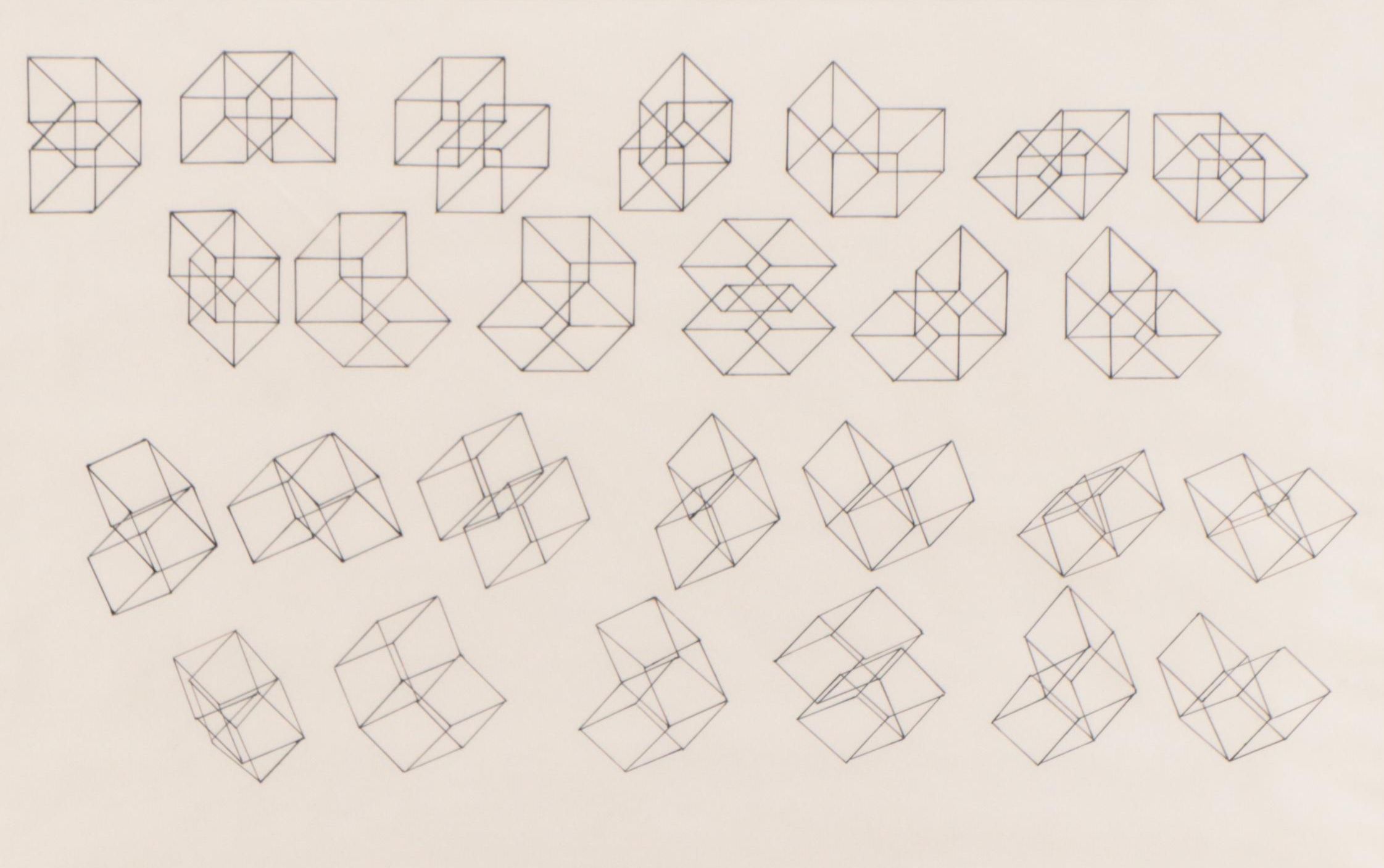 Tony Robbin Ink on Vellum "Section of Hypercube Used in Fairfield," 1981