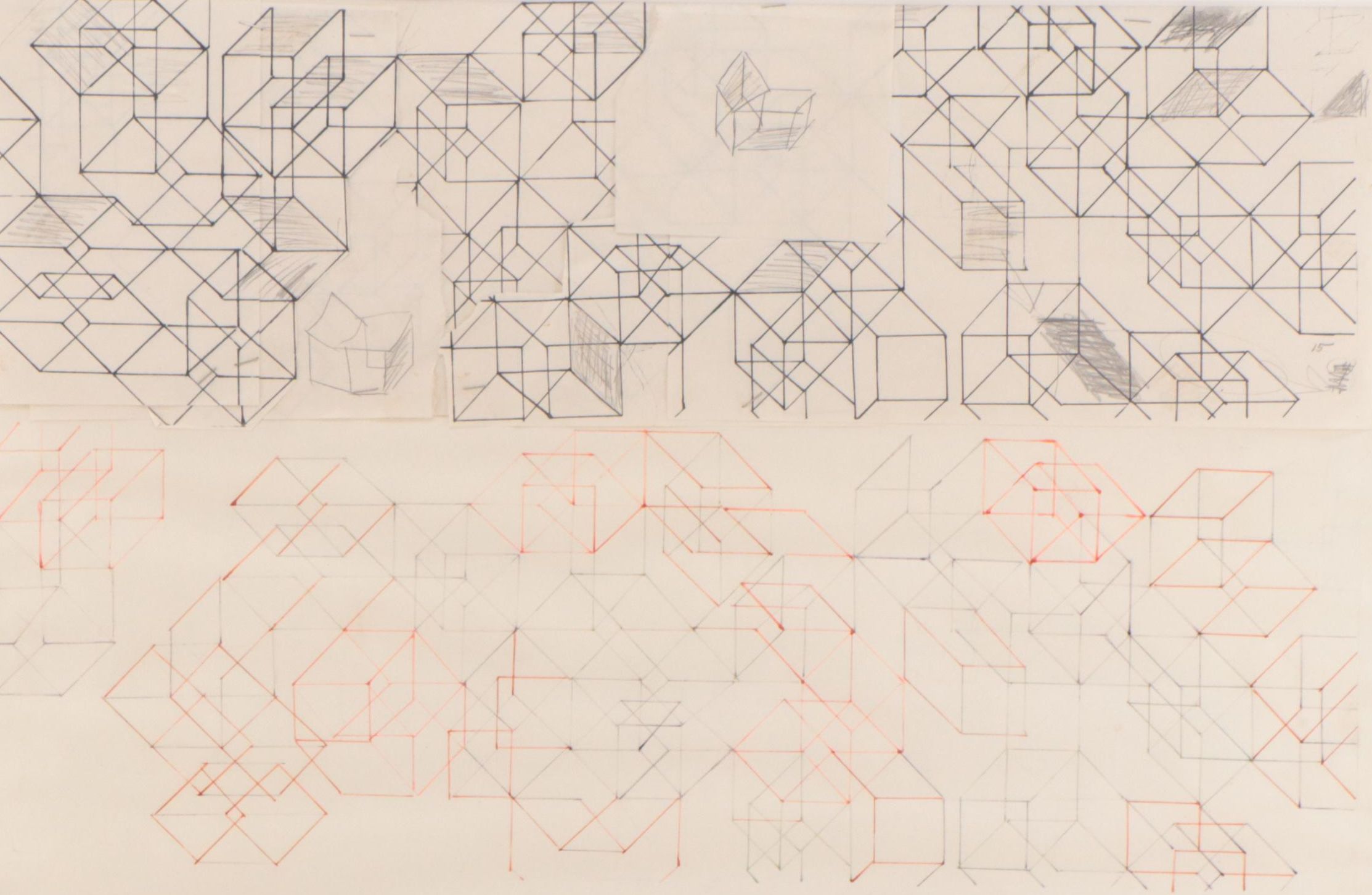 Tony Robbin Pencil and Ink on Paper "Composite Drawing," 1981