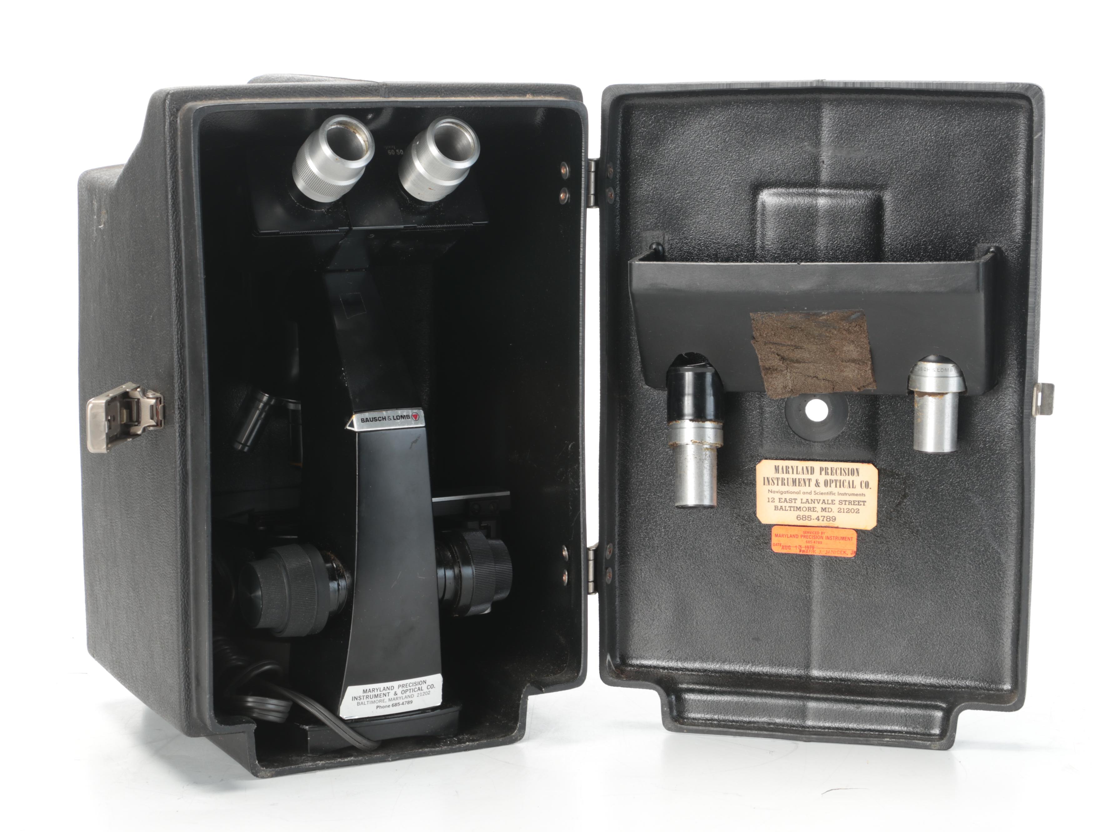 Bausch & Lomb Stereo Microscope With Four Objective Lenses and Carry Case, 1951