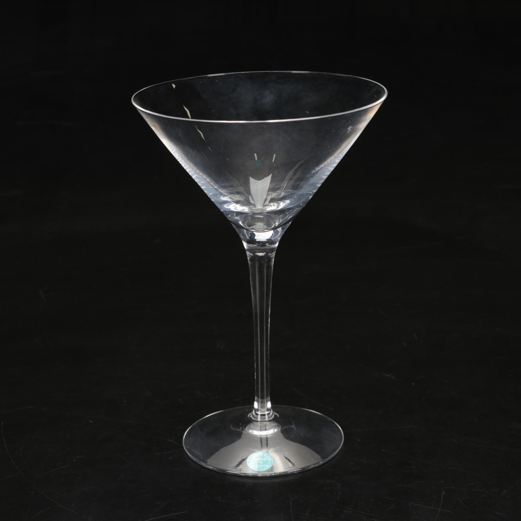 Eight Tiffany & Co. Crystal Martini Glasses