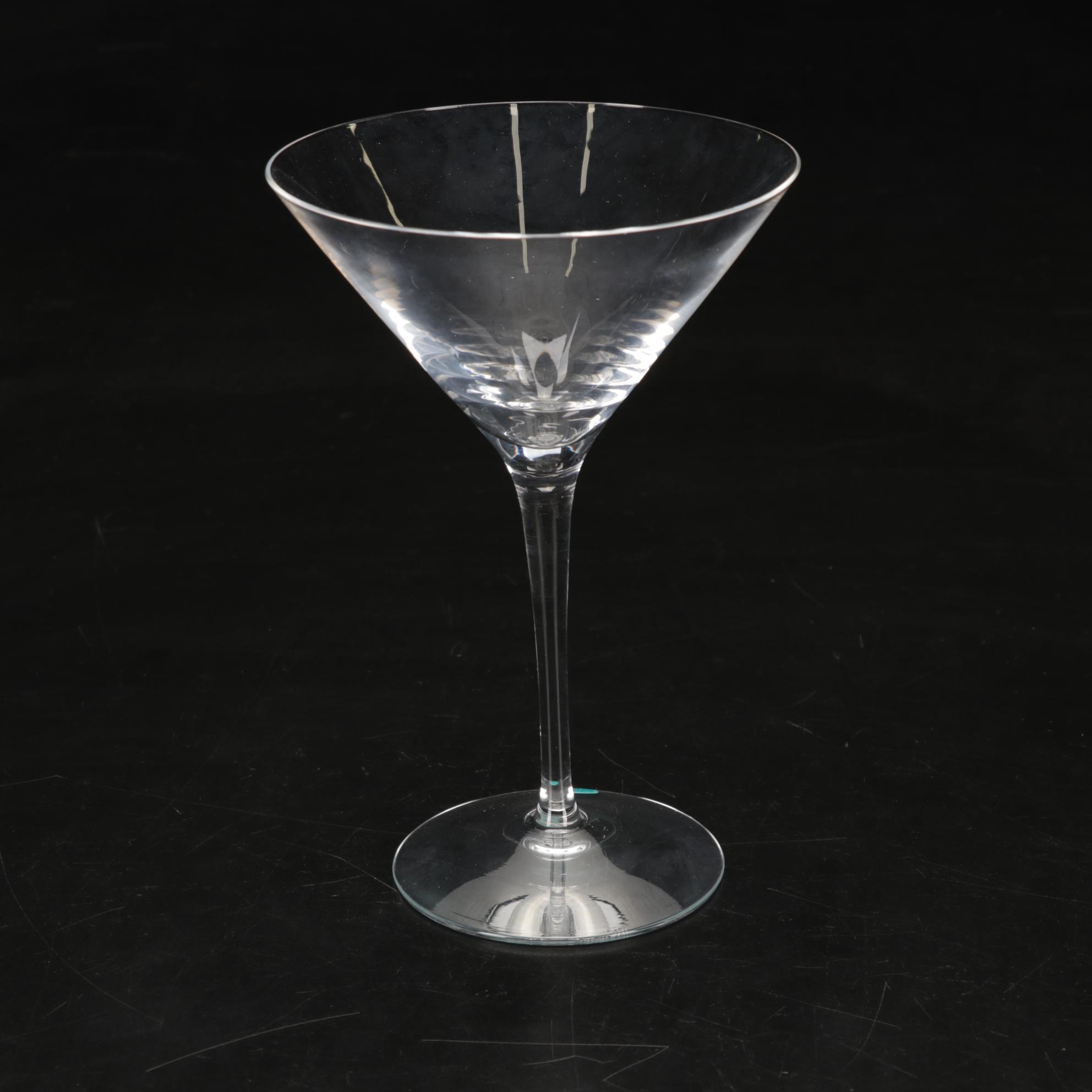 Eight Tiffany & Co. Crystal Martini Glasses