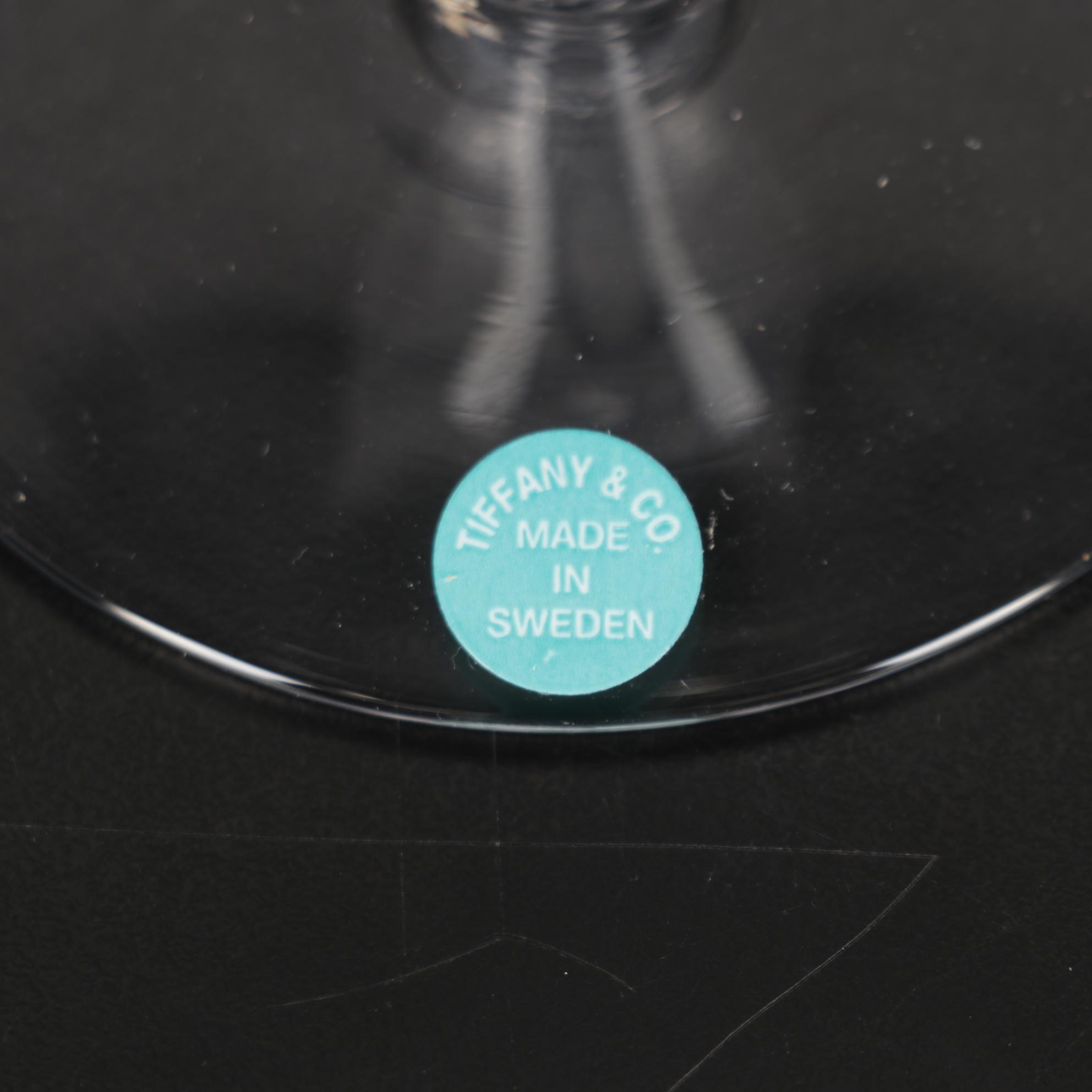 Eight Tiffany & Co. Crystal Martini Glasses