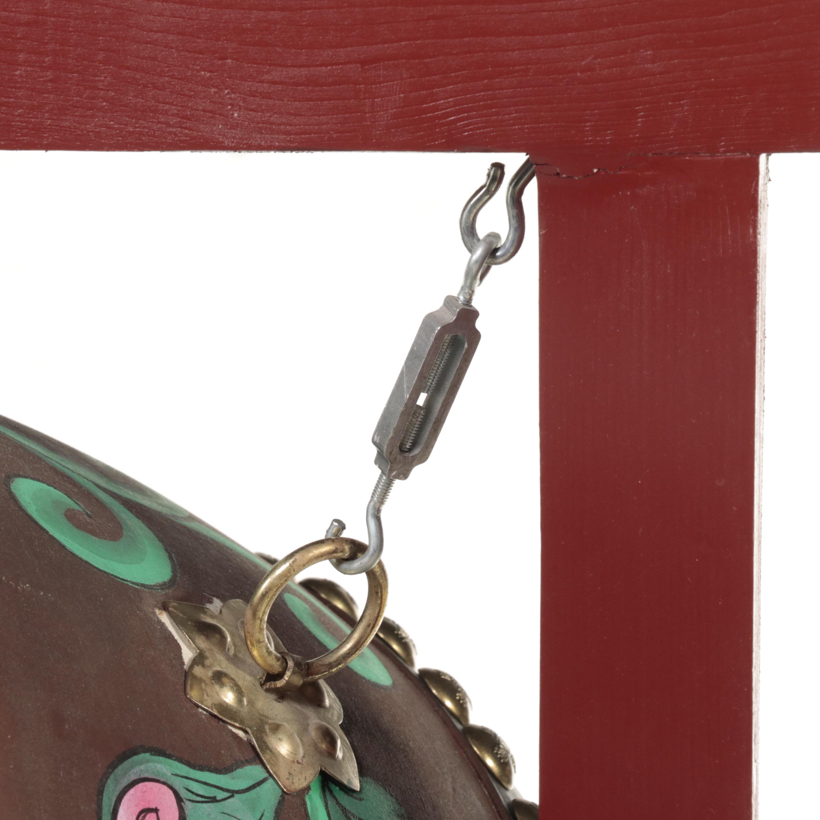 Korean Buk Drum on Polychromed Wood Stand