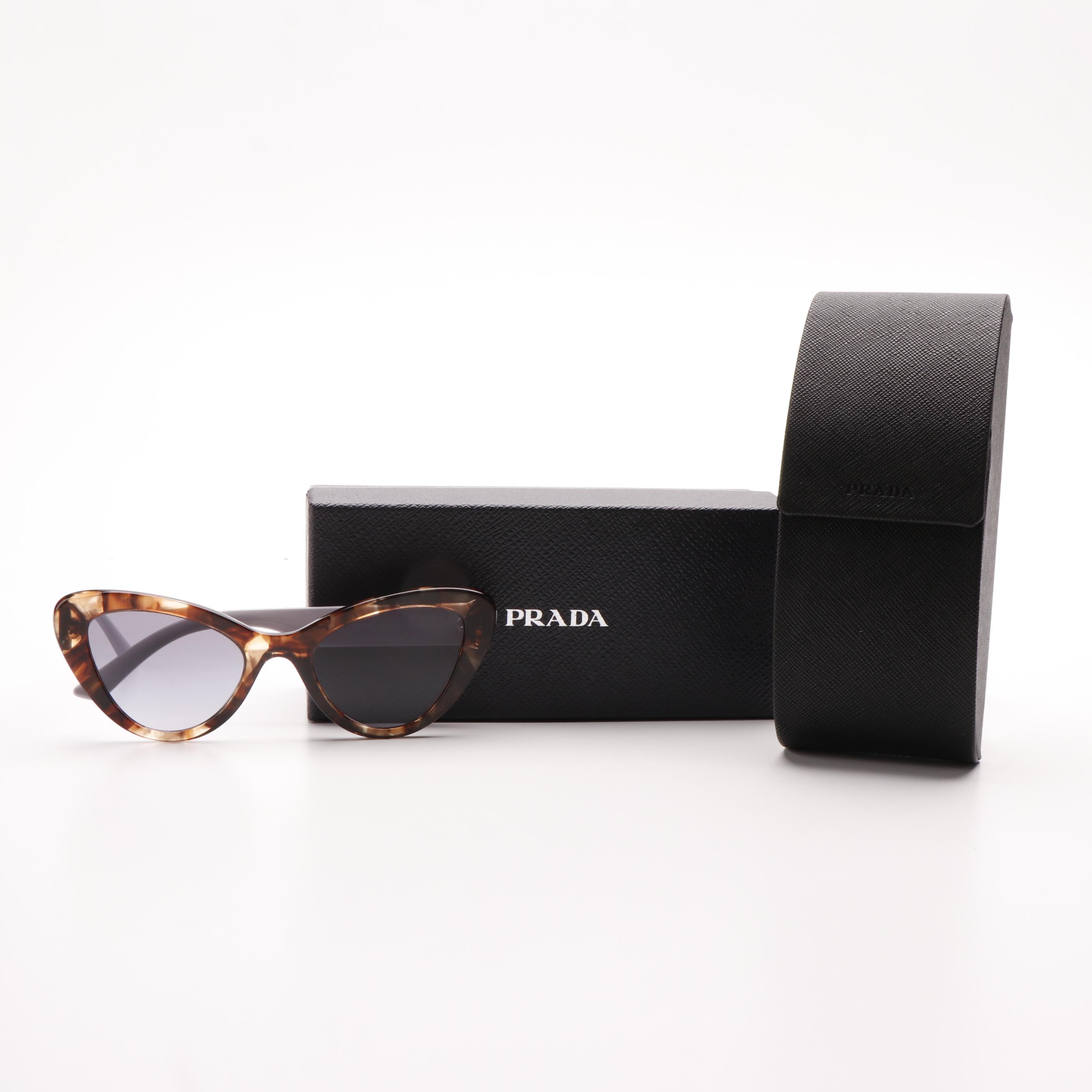 Prada PR13YS Cat-Eye Havana Light Violet and Blue Gradient Sunglasses With Case