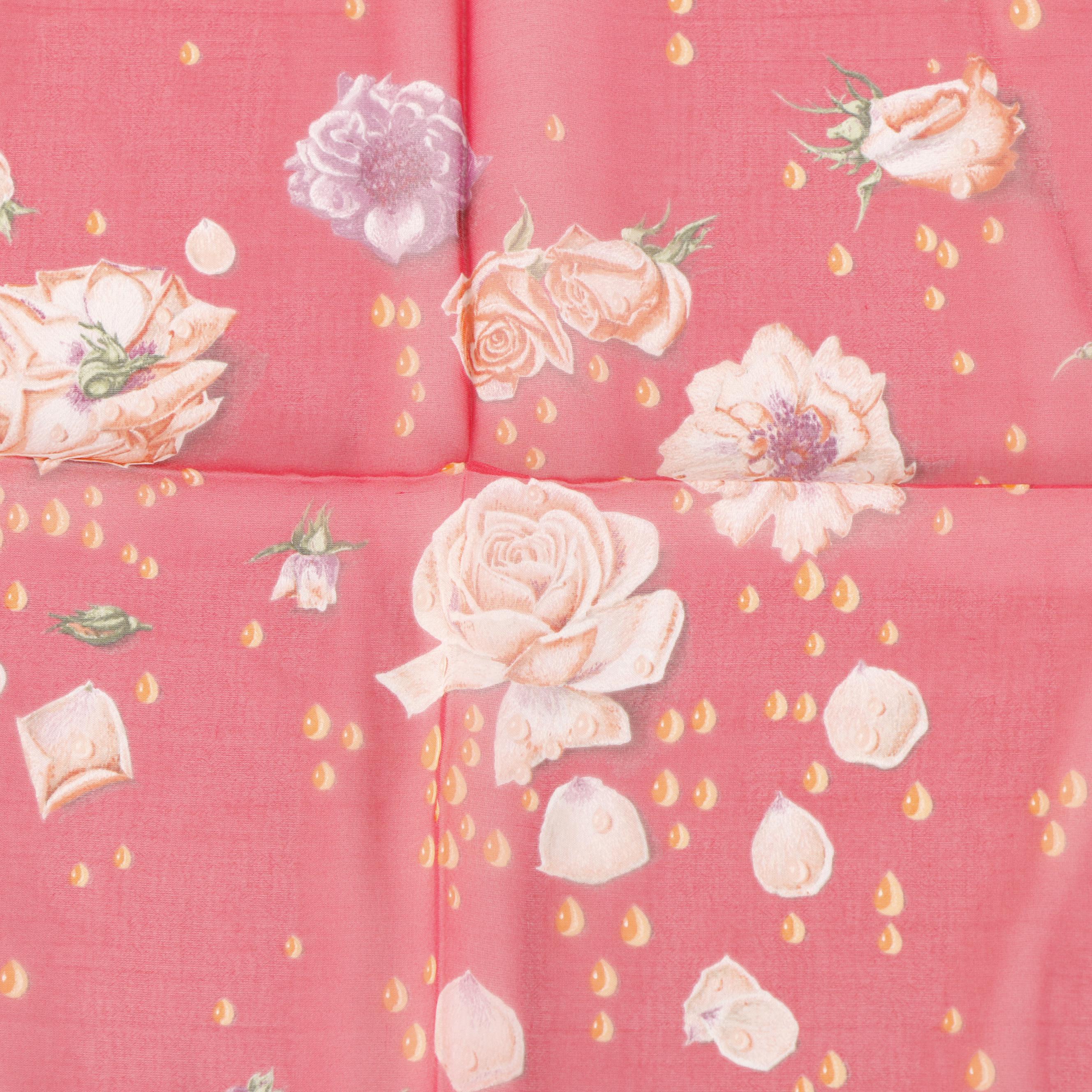 Hermès "La Rosee" Silk Chiffon Pocket Square/Scarf