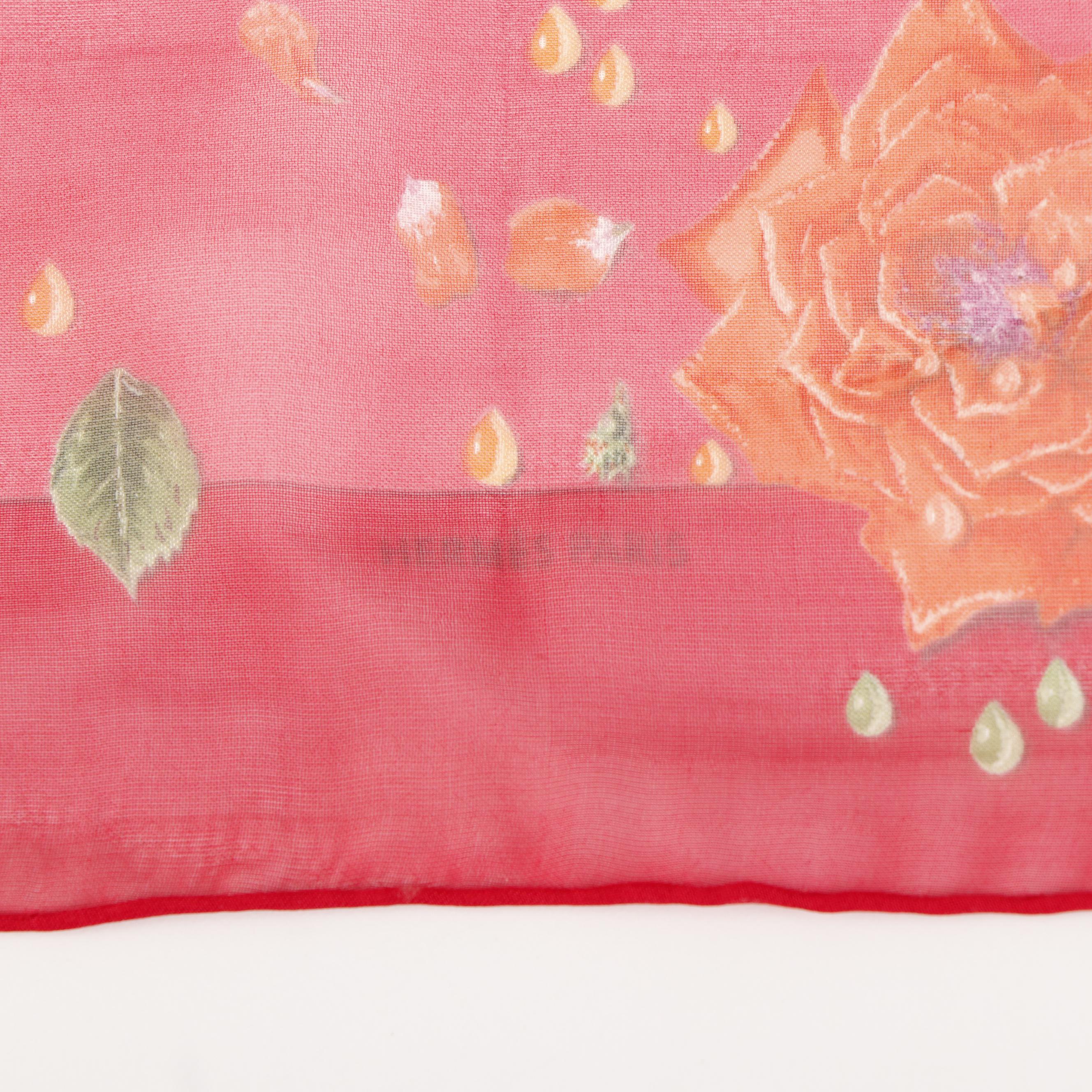 Hermès "La Rosee" Silk Chiffon Pocket Square/Scarf