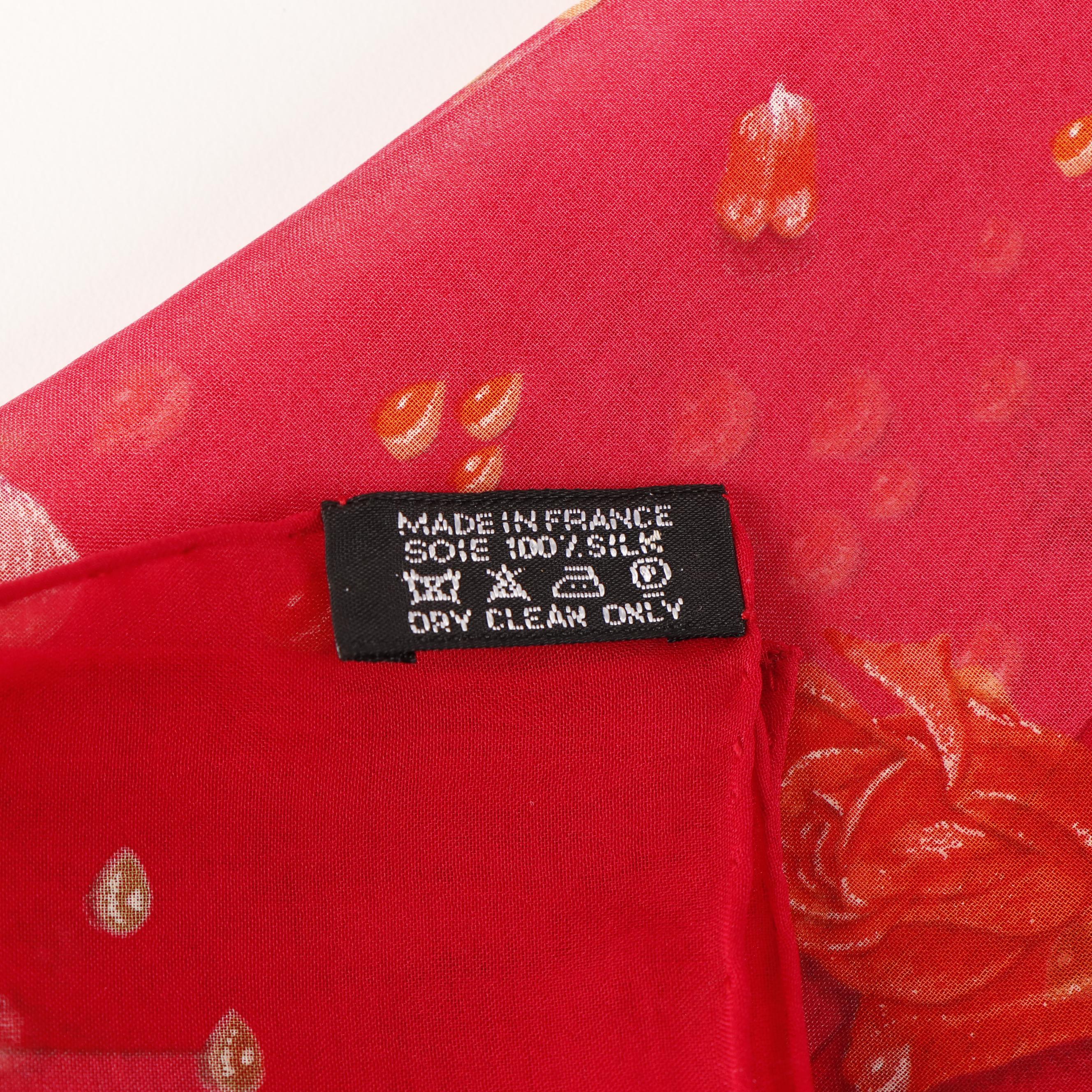 Hermès "La Rosee" Silk Chiffon Pocket Square/Scarf