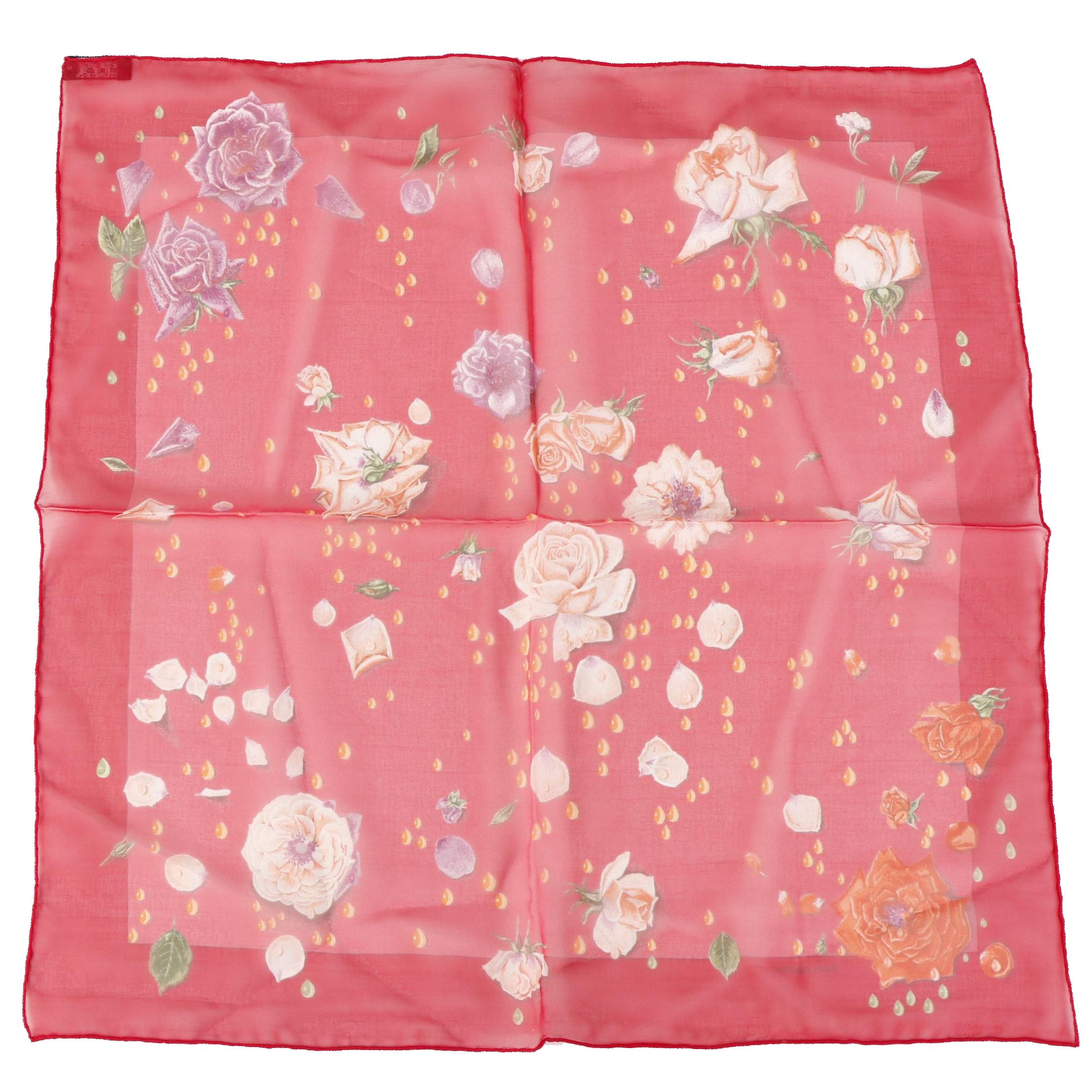 Hermès "La Rosee" Silk Chiffon Pocket Square/Scarf