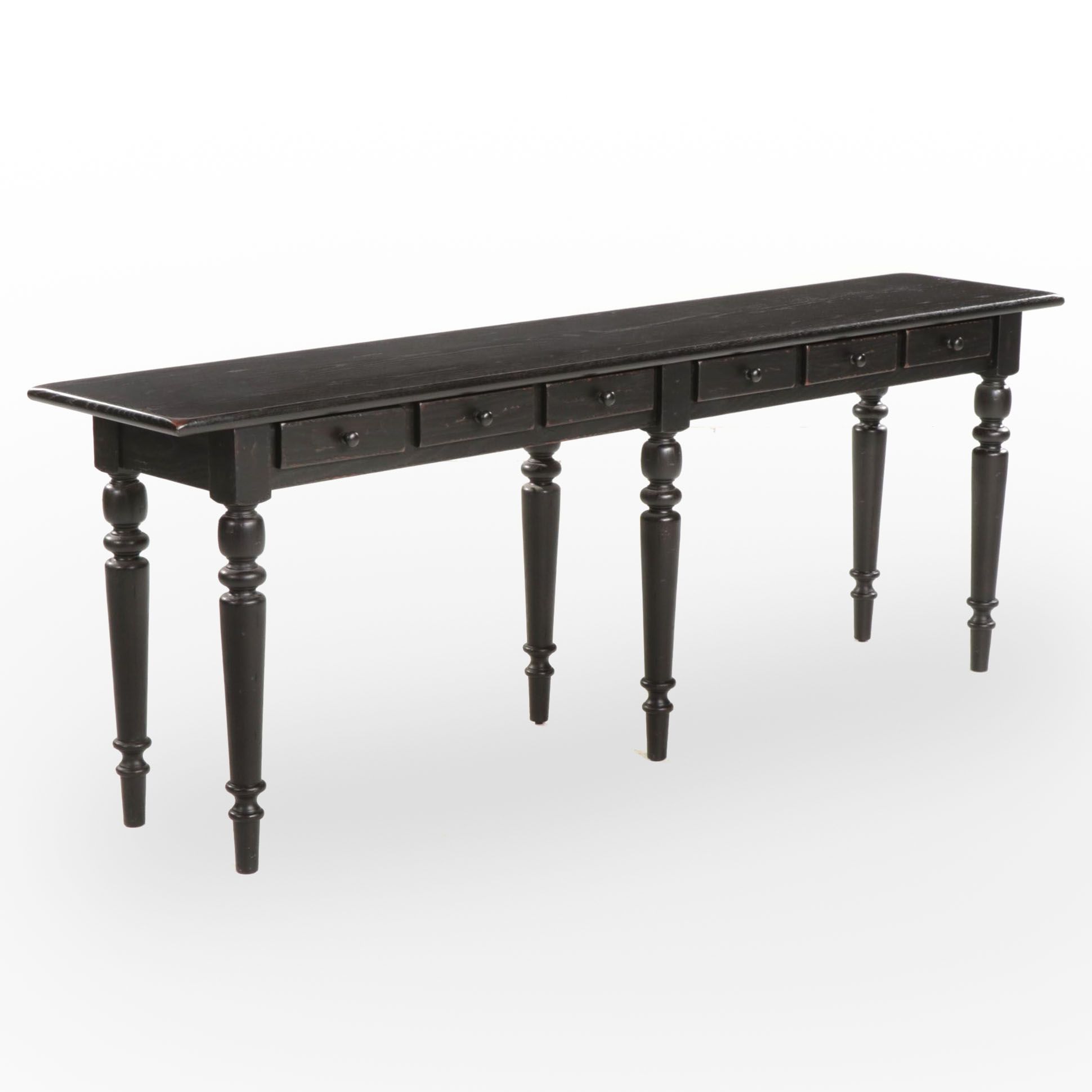 Pottery Barn "Tivoli" Ebonized  Wood Console Table, 21st Century
