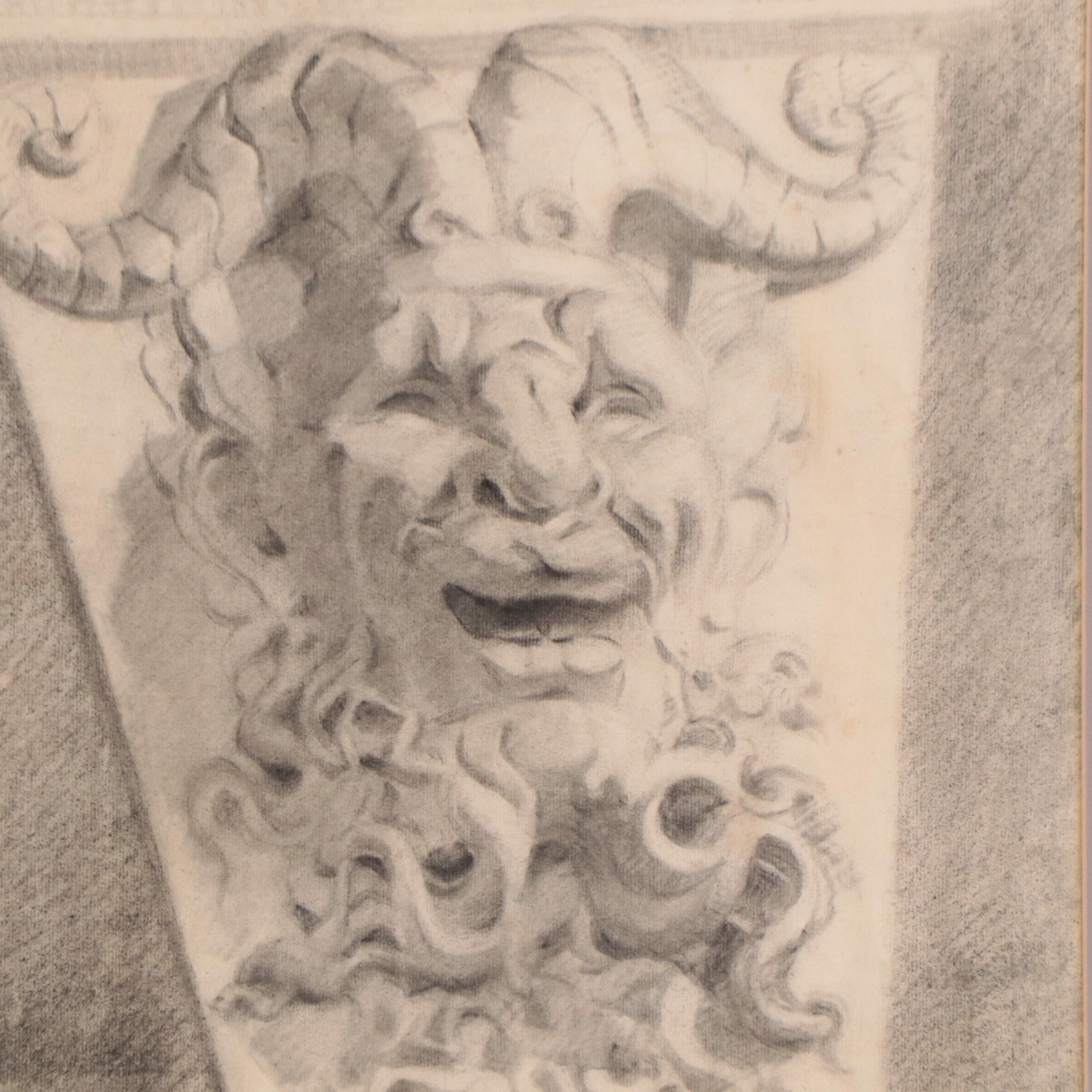 Charcoal Sketch of Gargoyle, Circa 1880
