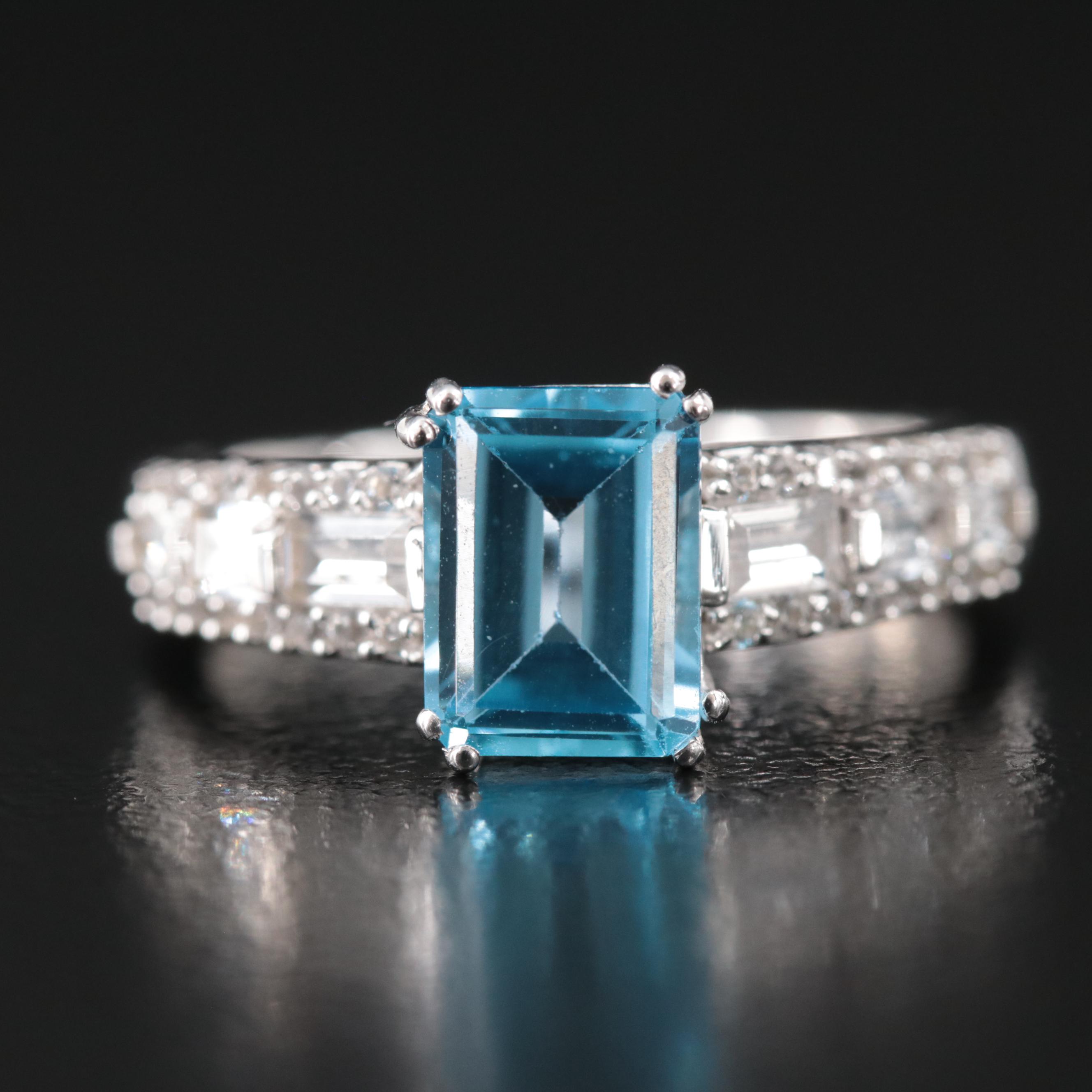 10K Blue and White Topaz Ring