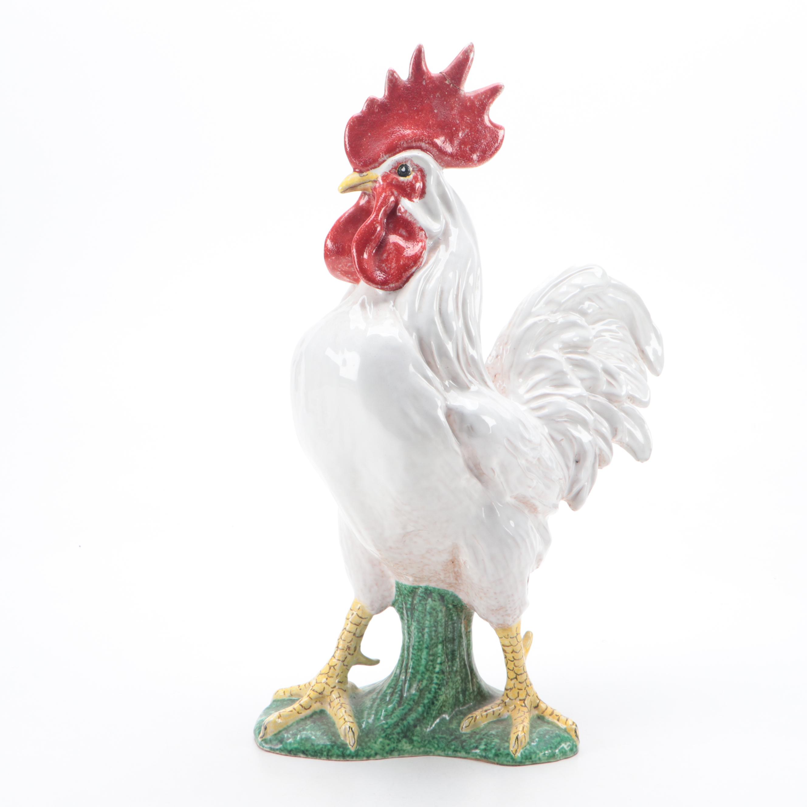 Italian Glazed Ceramic Rooster Statuette