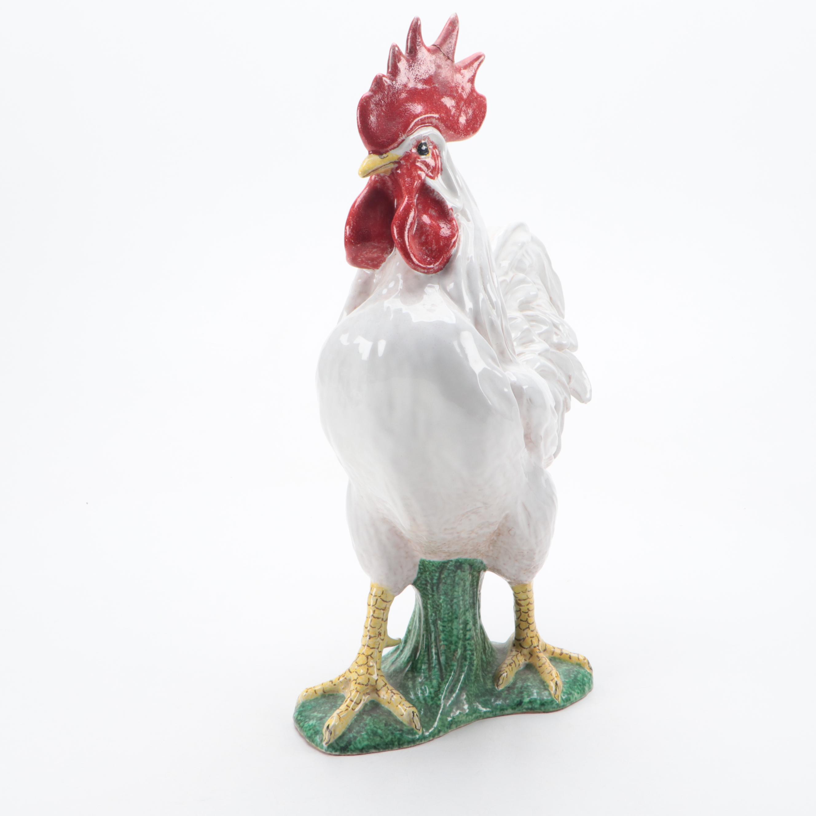 Italian Glazed Ceramic Rooster Statuette