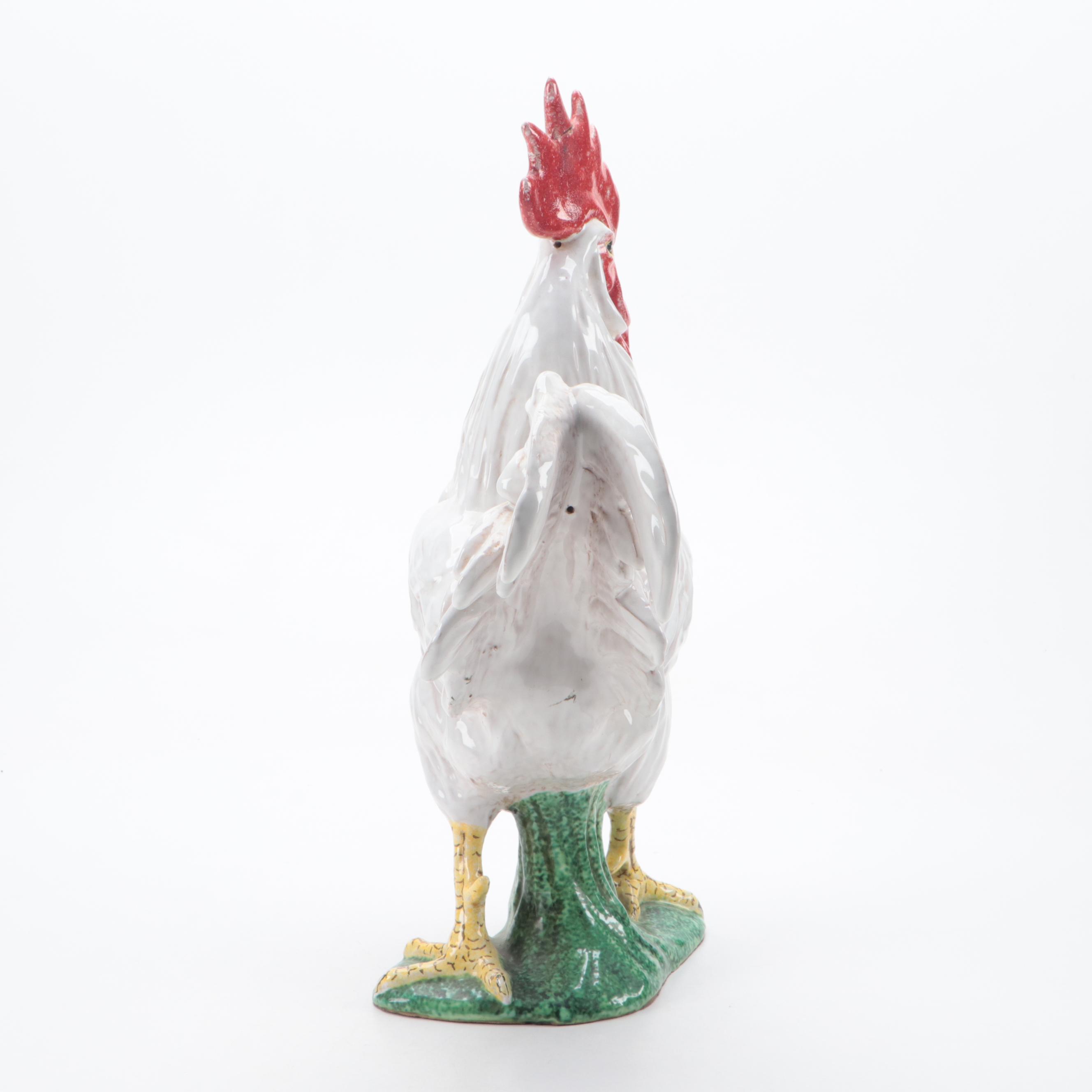 Italian Glazed Ceramic Rooster Statuette
