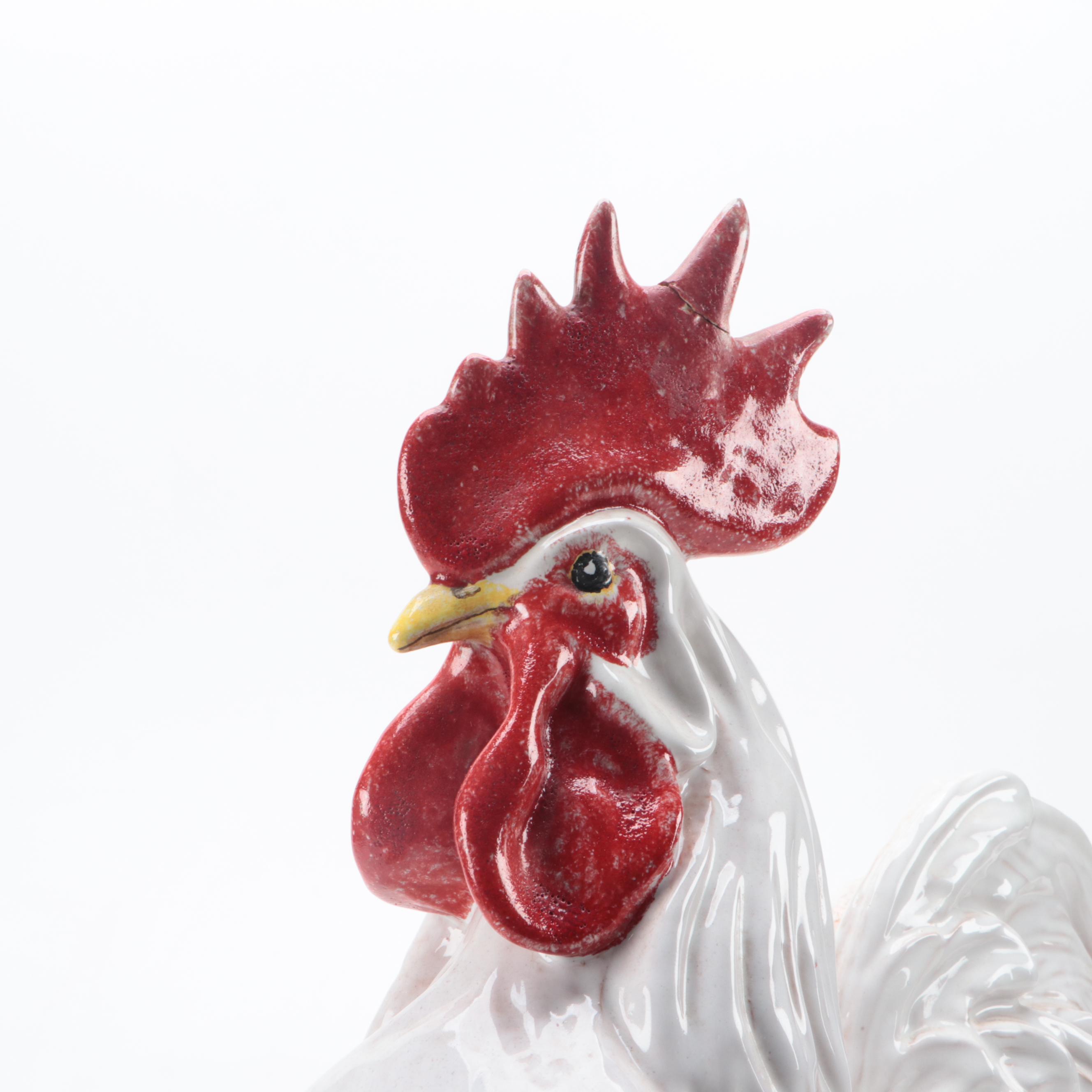 Italian Glazed Ceramic Rooster Statuette