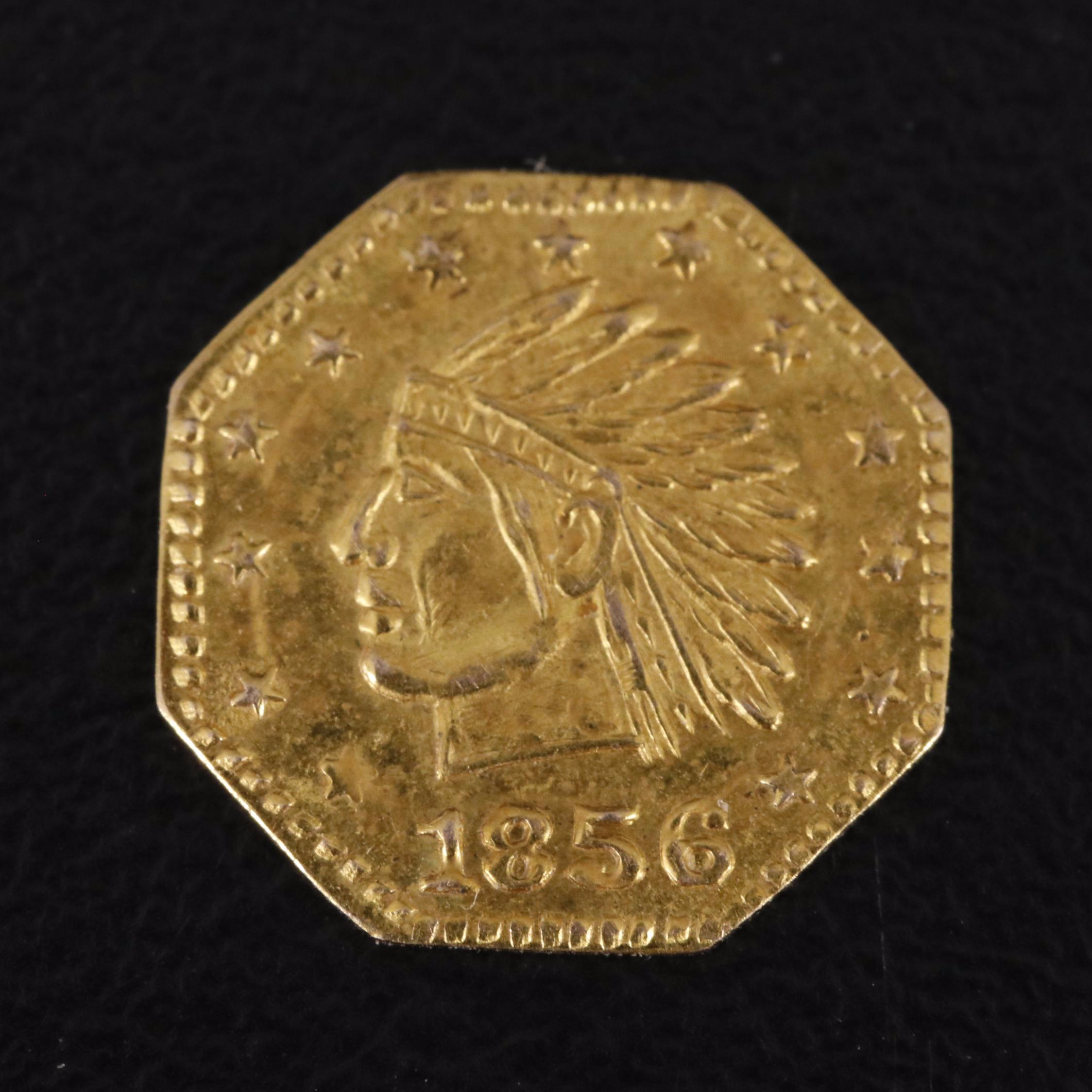 1856 California Gold Fractional Gold Dollar Souvenir