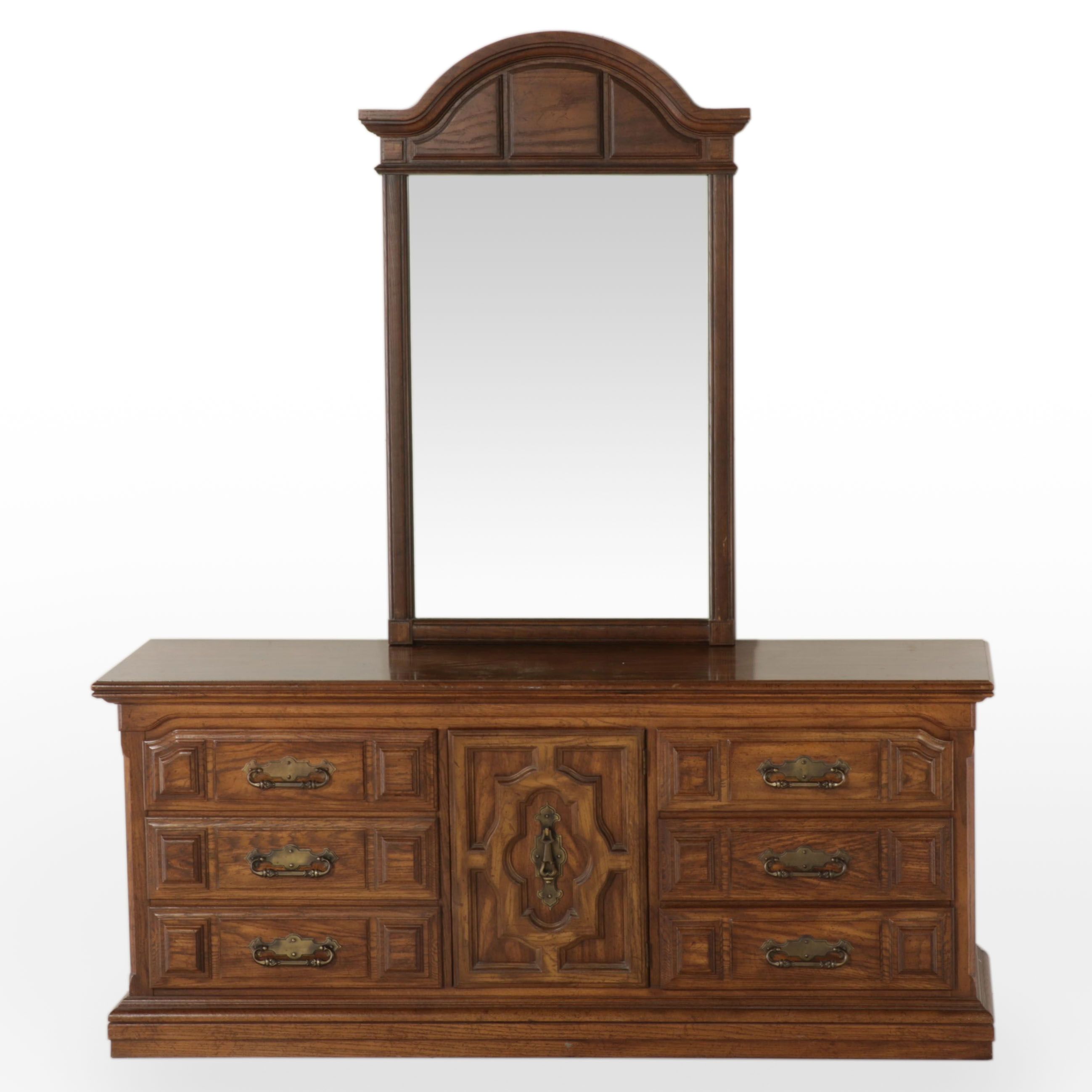 Burlington House Mediterranean Style Pecan Dresser, 1970s