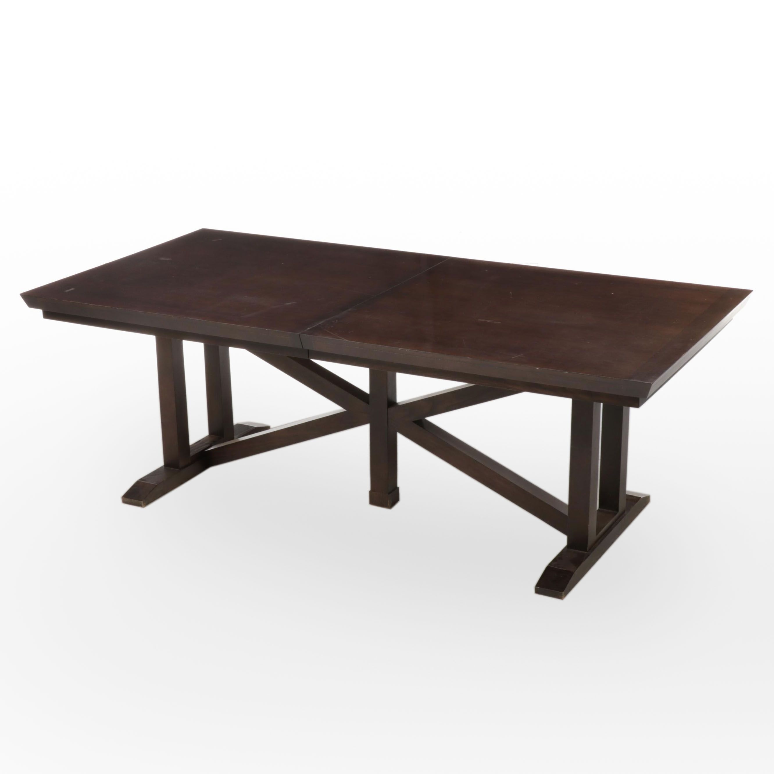 Contemporary Hardwood XBase Trestle Dining Table EBTH