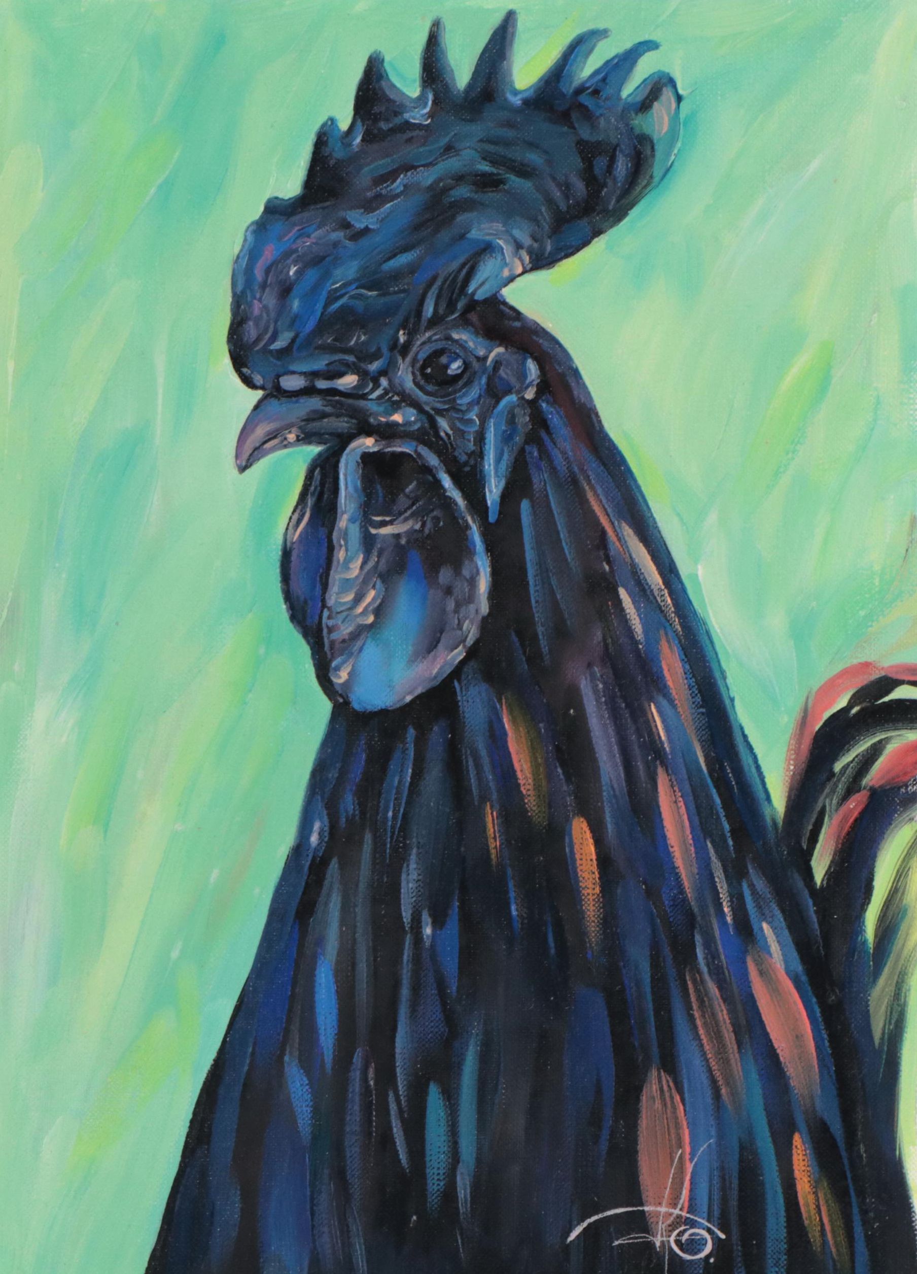 Kravchenko Olga Oil Painting of Rooster, 2023