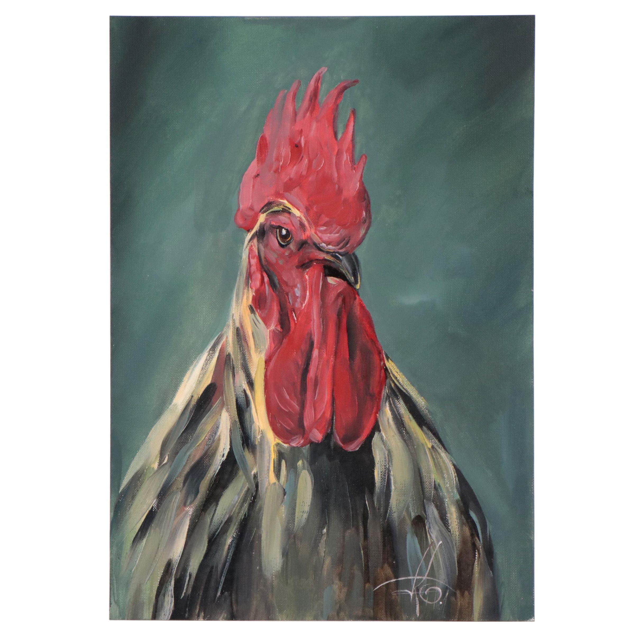 Kravchenko Olga Oil Painting of Rooster, 2023