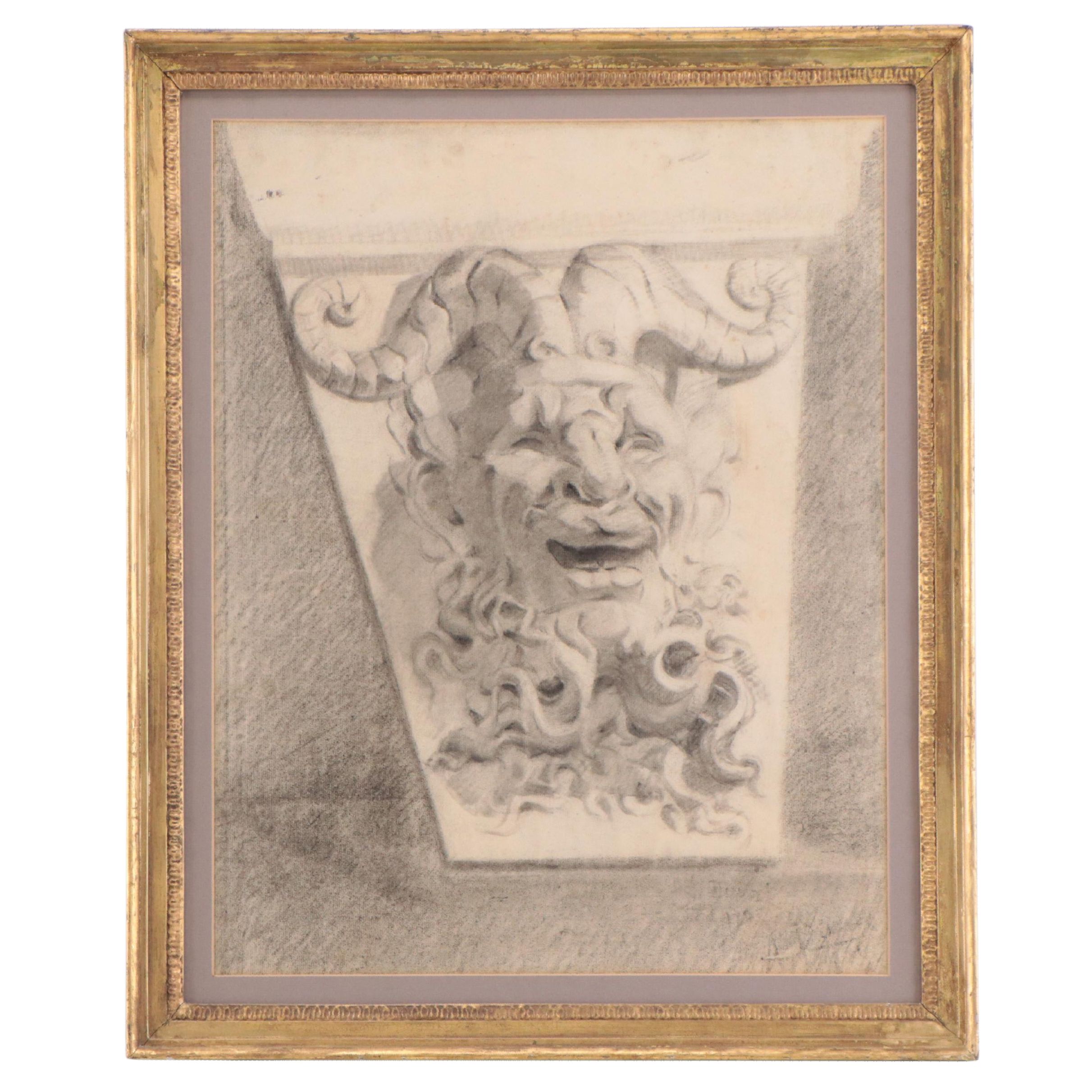 Charcoal Sketch of Gargoyle, Circa 1880