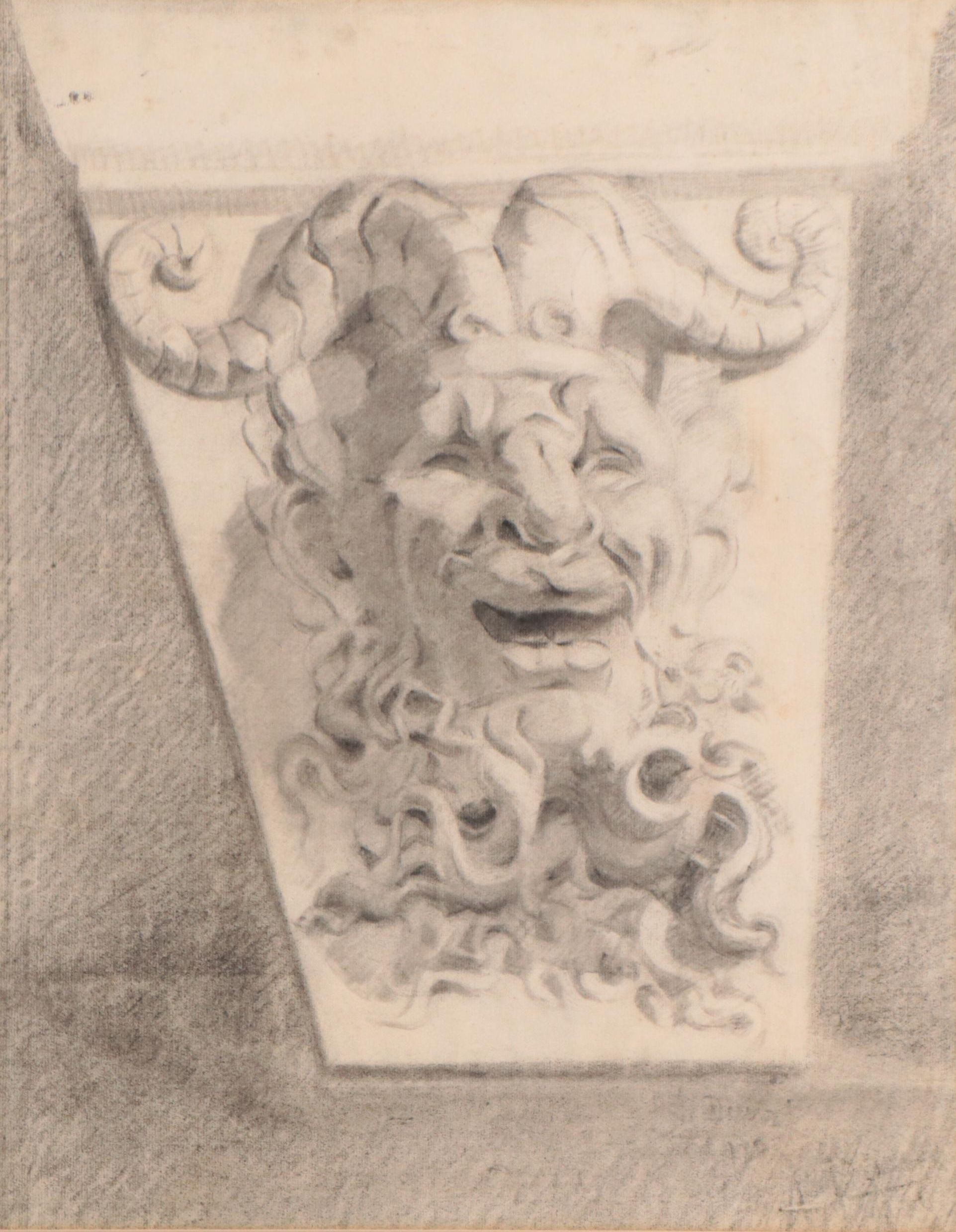 Charcoal Sketch of Gargoyle, Circa 1880