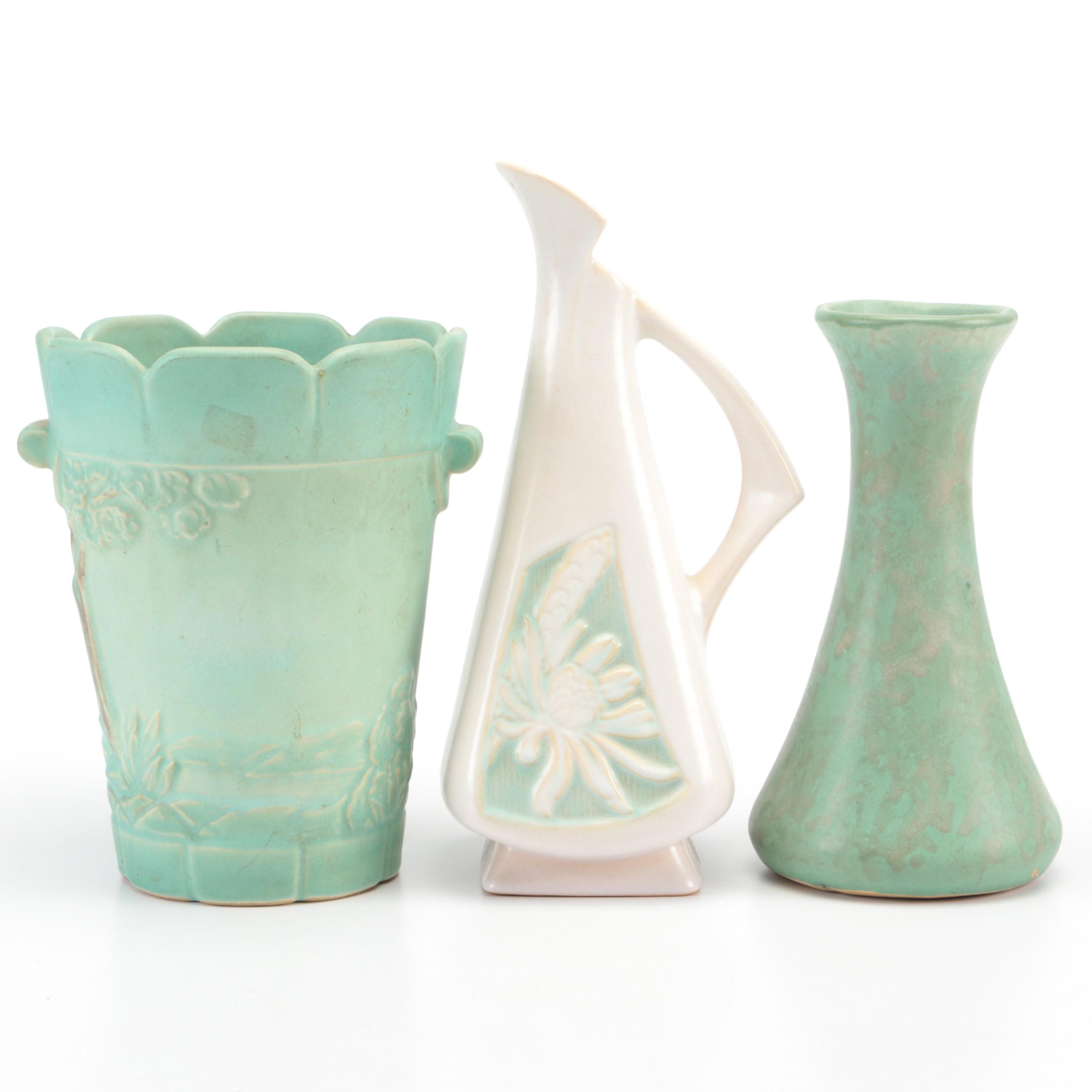 Weller Pottery Vases and Roseville Ewer